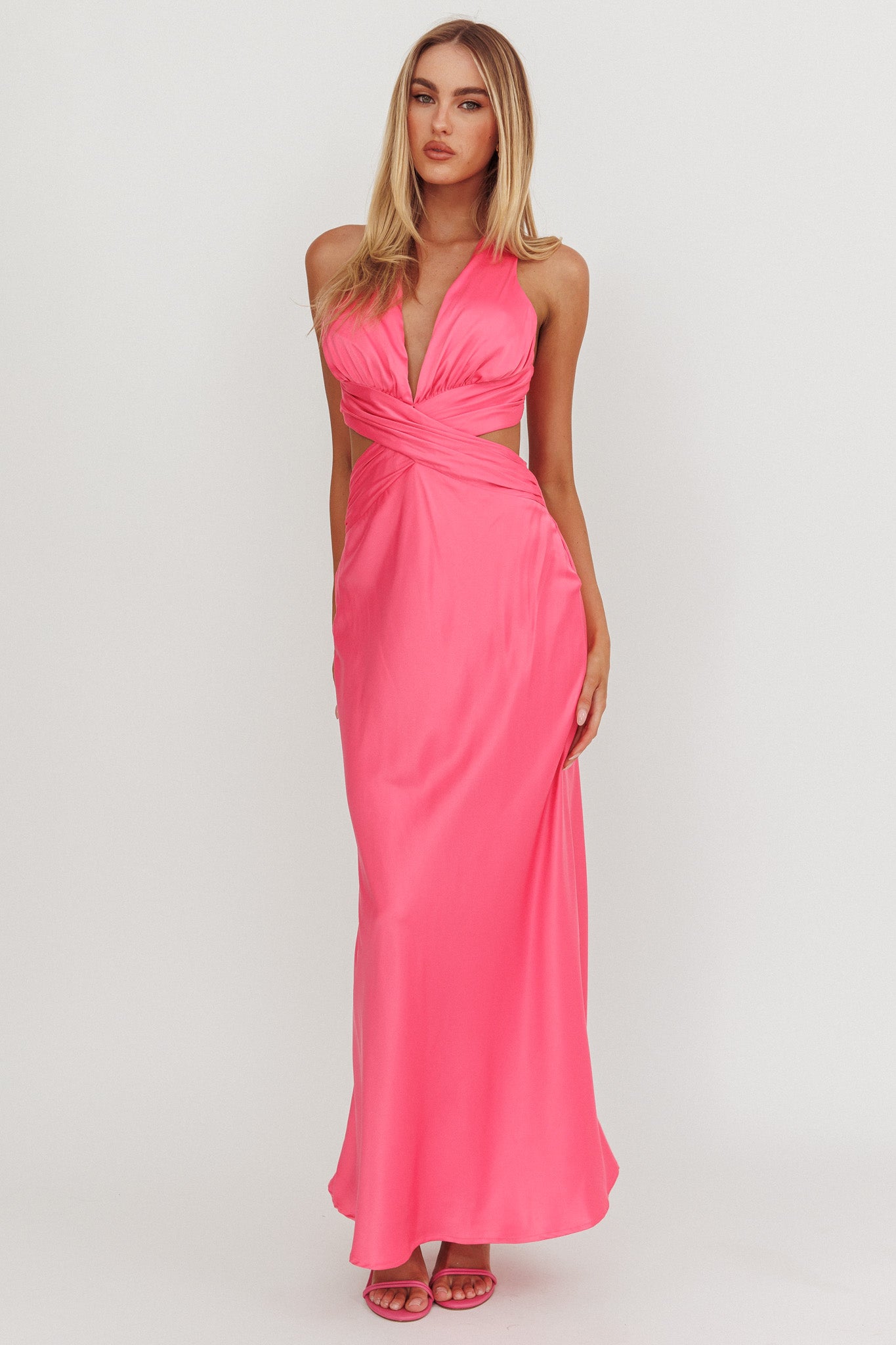 On And On Crossover Cut-Out Maxi Dress Hot Pink by Selfie Leslie Australia