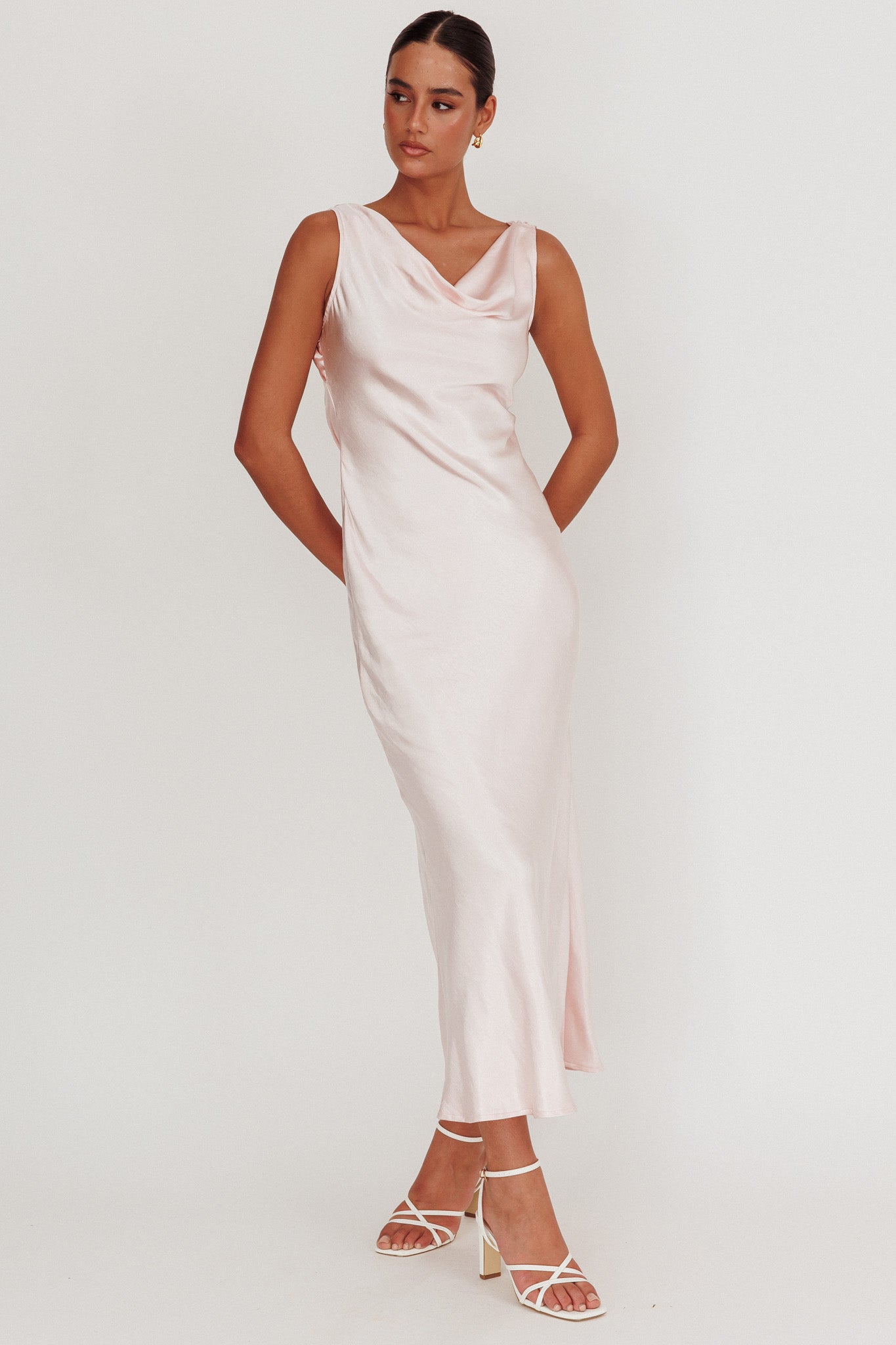 Take Care Backless Sash Maxi Dress Blush by Selfie Leslie Australia