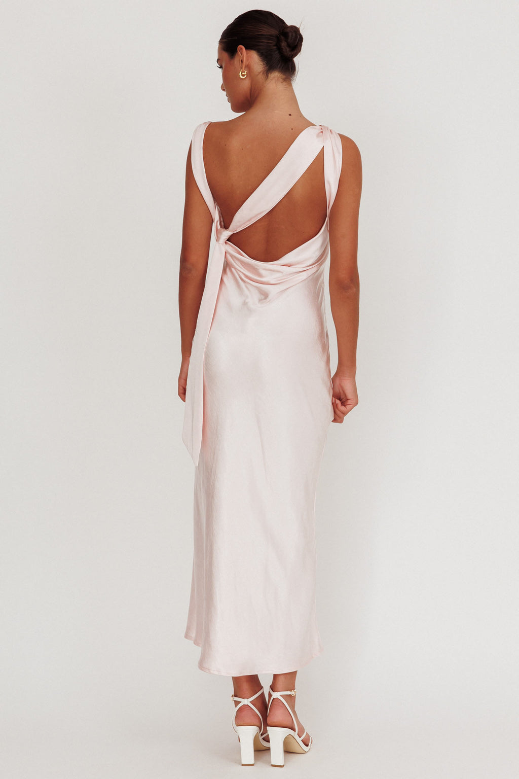 Take Care Backless Sash Maxi Dress Blush by Selfie Leslie Australia