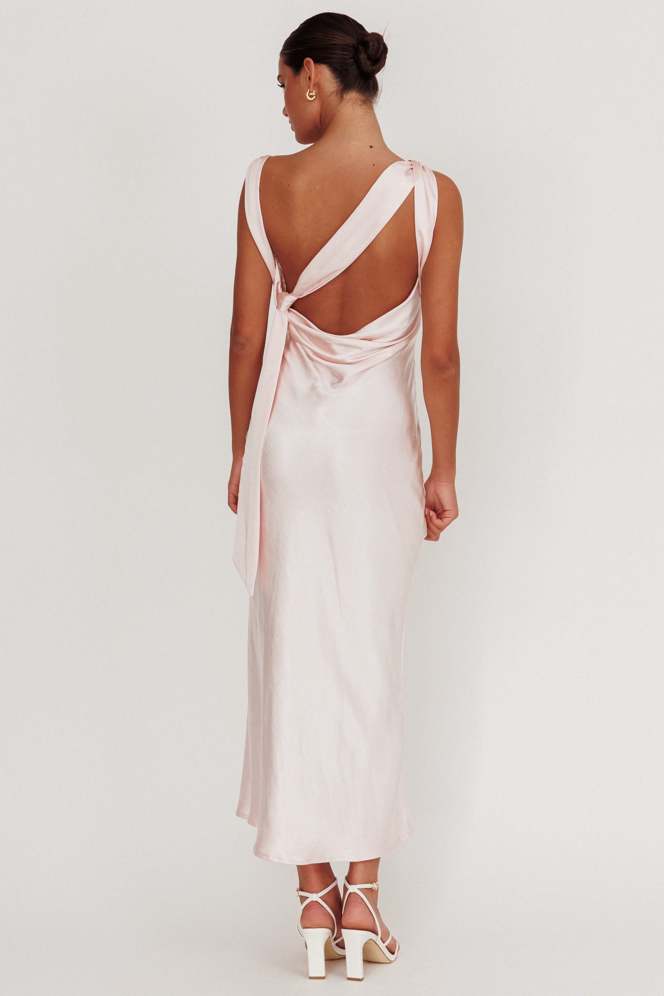 Take Care Backless Sash Maxi Dress Blush by Selfie Leslie Australia