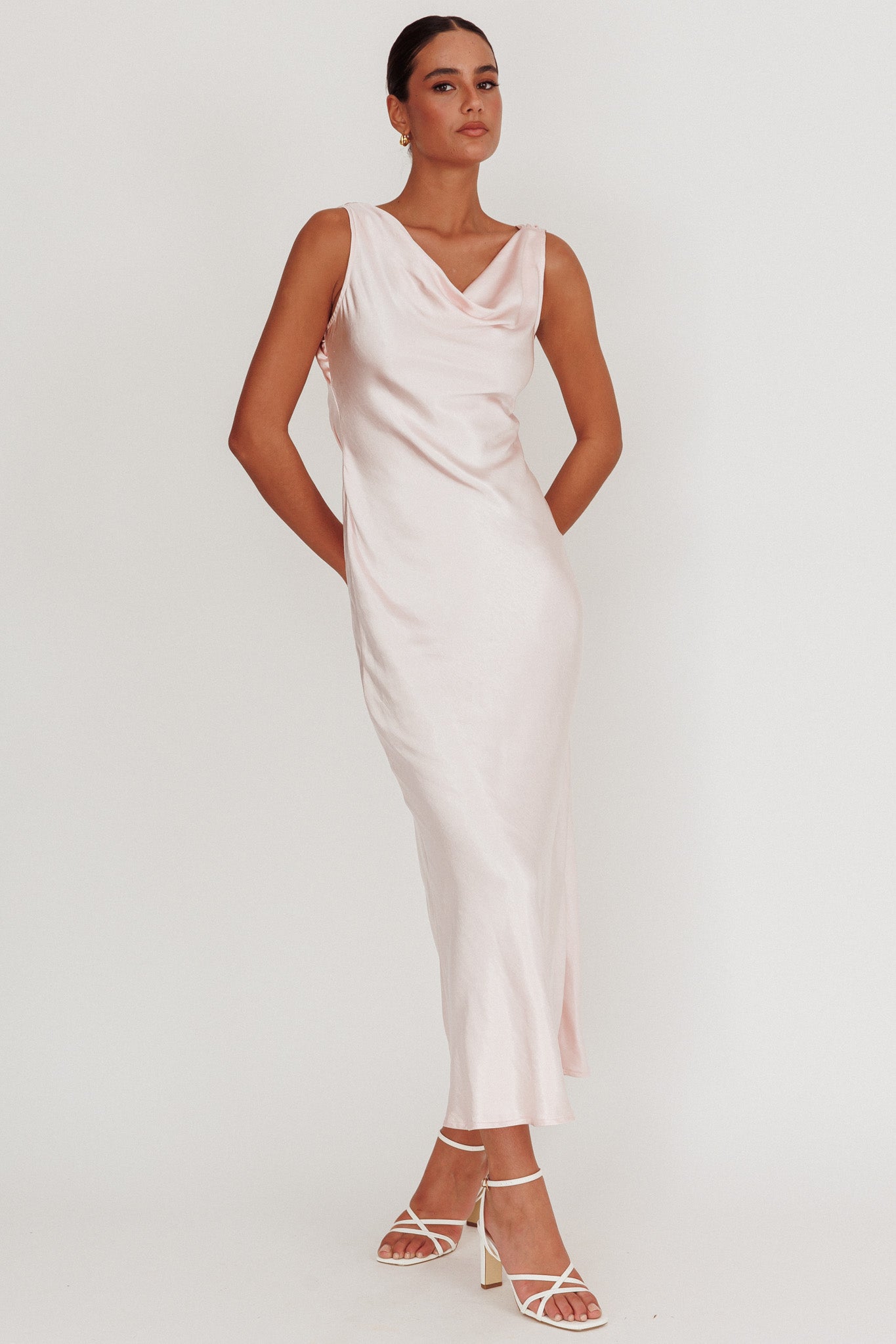 Take Care Backless Sash Maxi Dress Blush by Selfie Leslie Australia