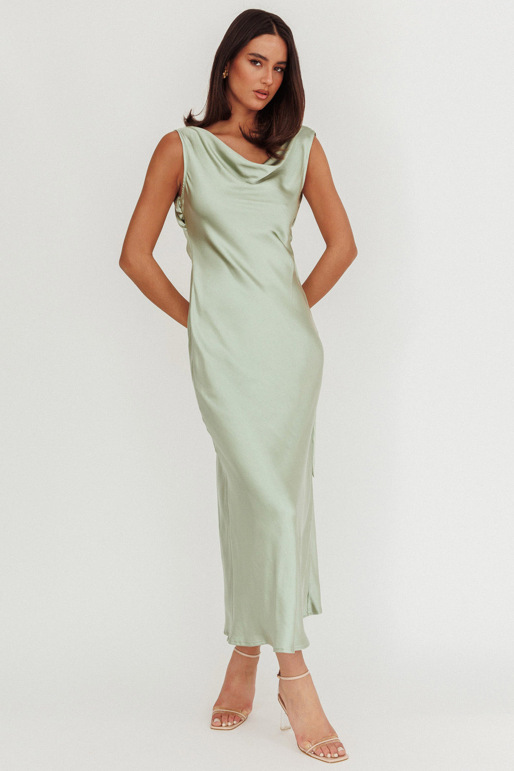Take Care Backless Sash Maxi Dress Pistachio by Selfie Leslie Australia