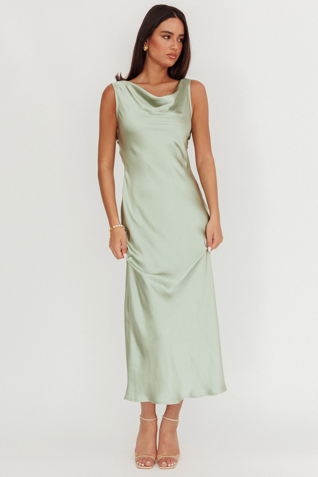 Take Care Backless Sash Maxi Dress Pistachio by Selfie Leslie Australia