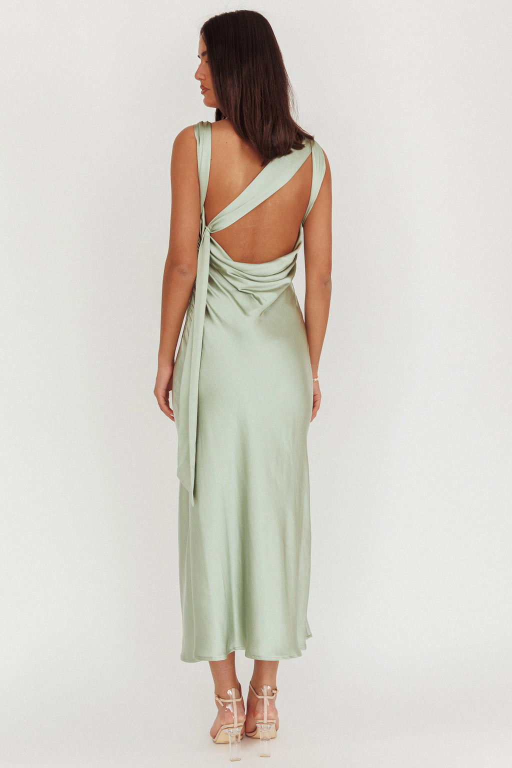 Take Care Backless Sash Maxi Dress Pistachio by Selfie Leslie Australia