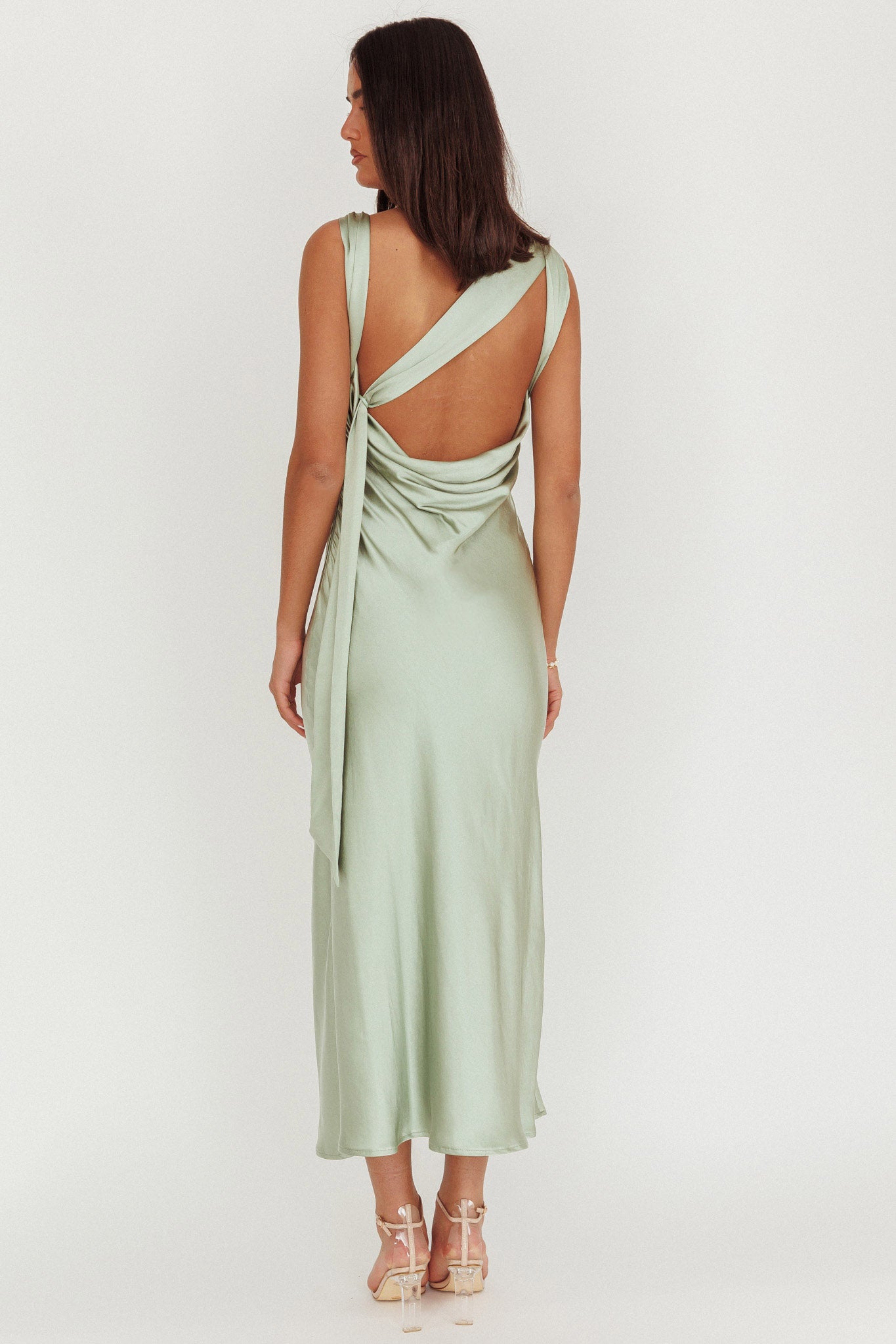 Take Care Backless Sash Maxi Dress Pistachio by Selfie Leslie Australia