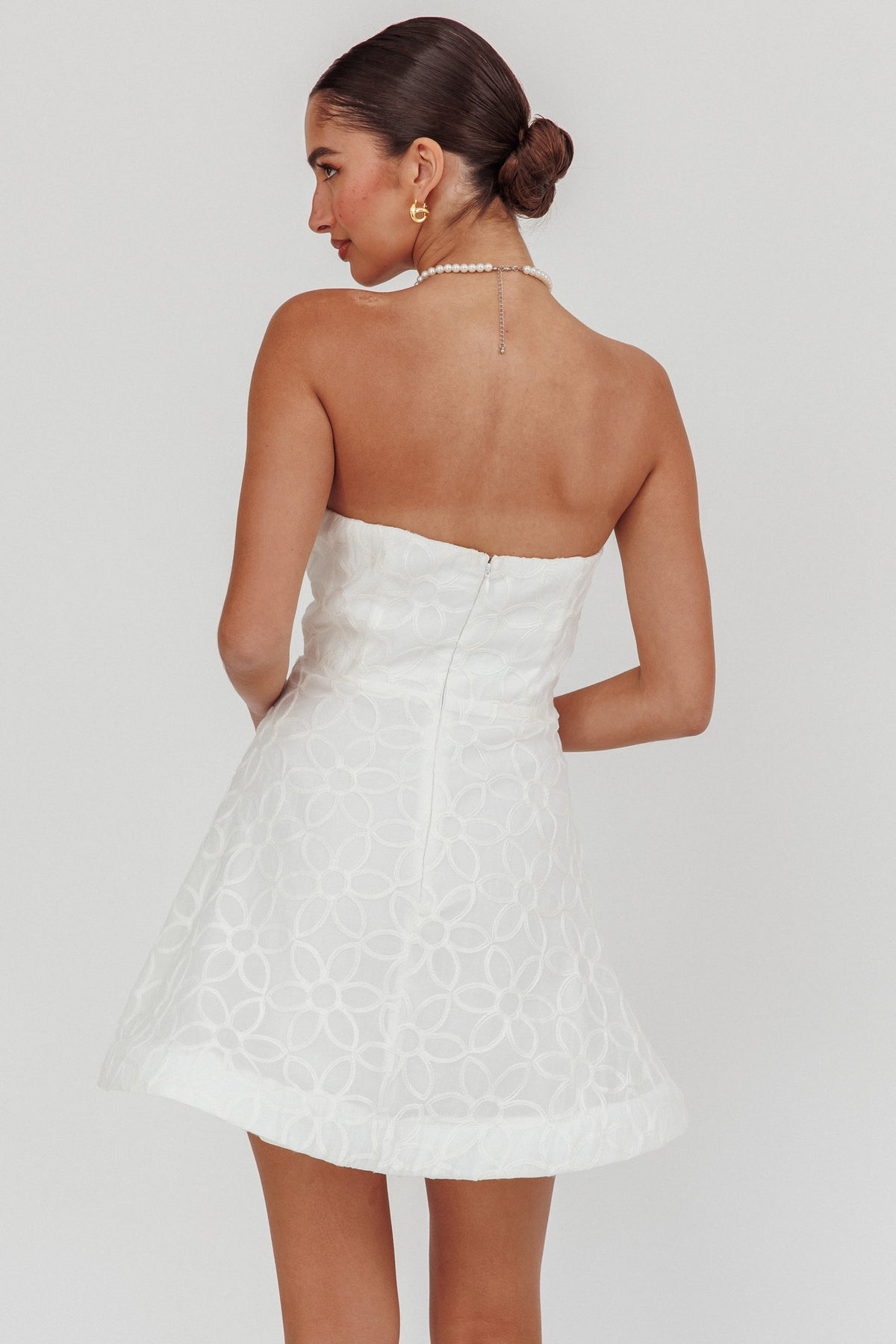 Adrianna Pointed Sweetheart Mini Dress White by Selfie Leslie Australia