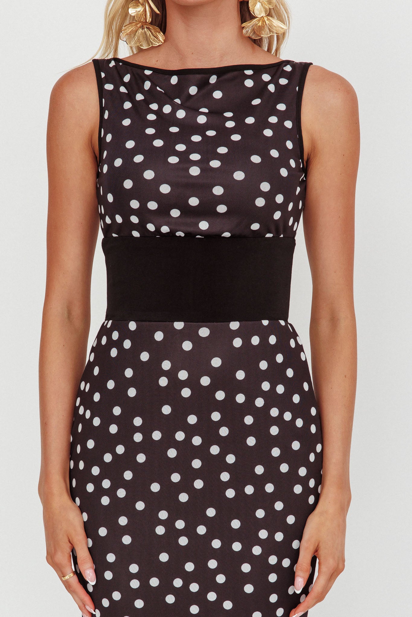 Elza Scoop Back Maxi Dress Spot Black by Selfie Leslie Australia