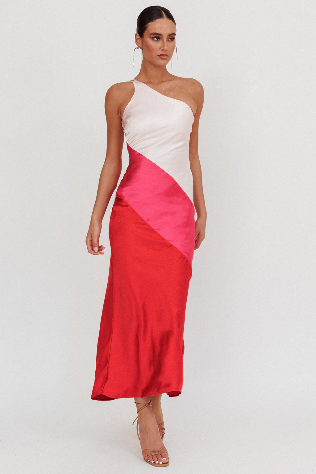 Swipe Right One-Shoulder Maxi Dress Pink by Selfie Leslie Australia