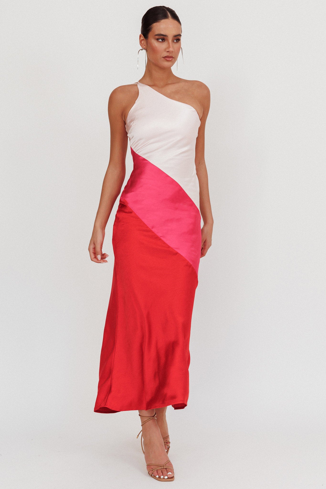Swipe Right One-Shoulder Maxi Dress Pink by Selfie Leslie Australia
