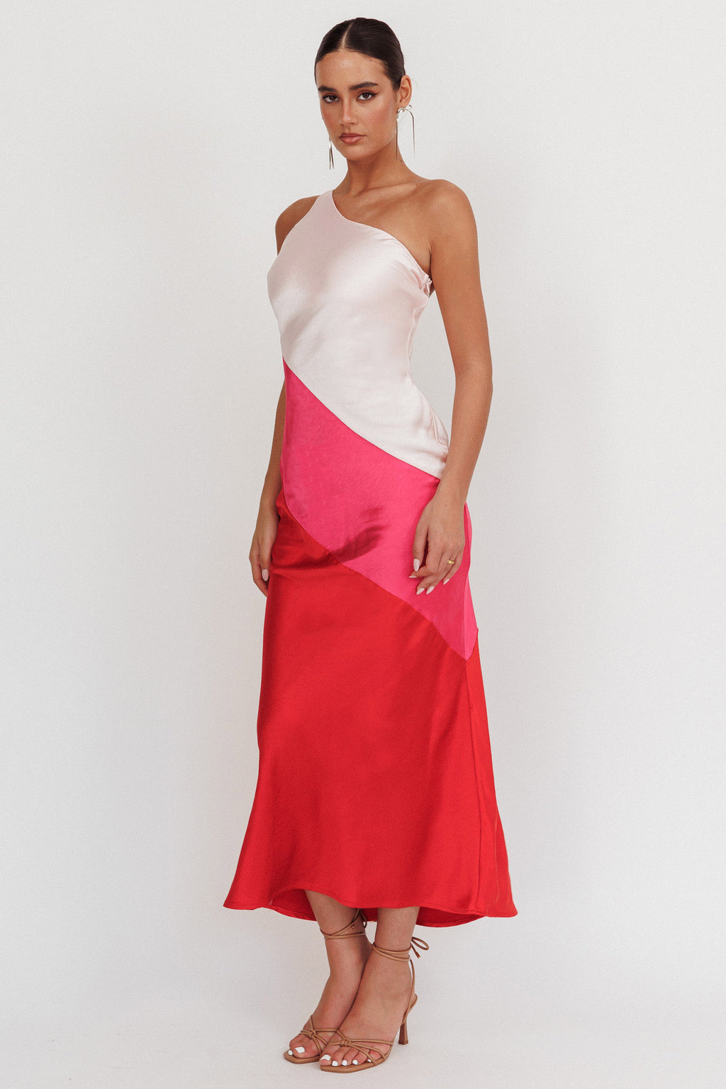 Swipe Right One-Shoulder Maxi Dress Pink by Selfie Leslie Australia
