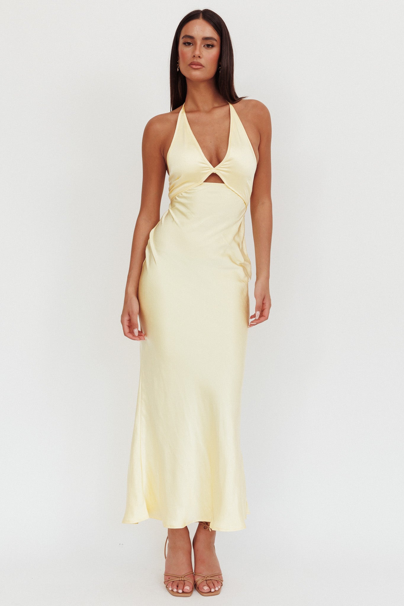 Jassinta Keyhole Bust Maxi Dress Lemon by Selfie Leslie Australia