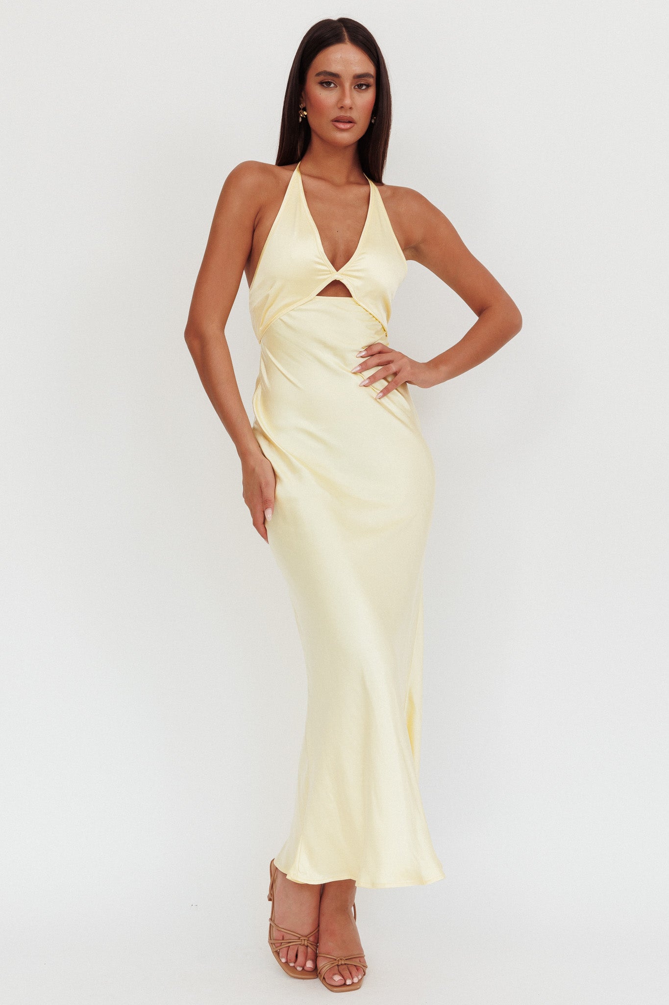 Jassinta Keyhole Bust Maxi Dress Lemon by Selfie Leslie Australia