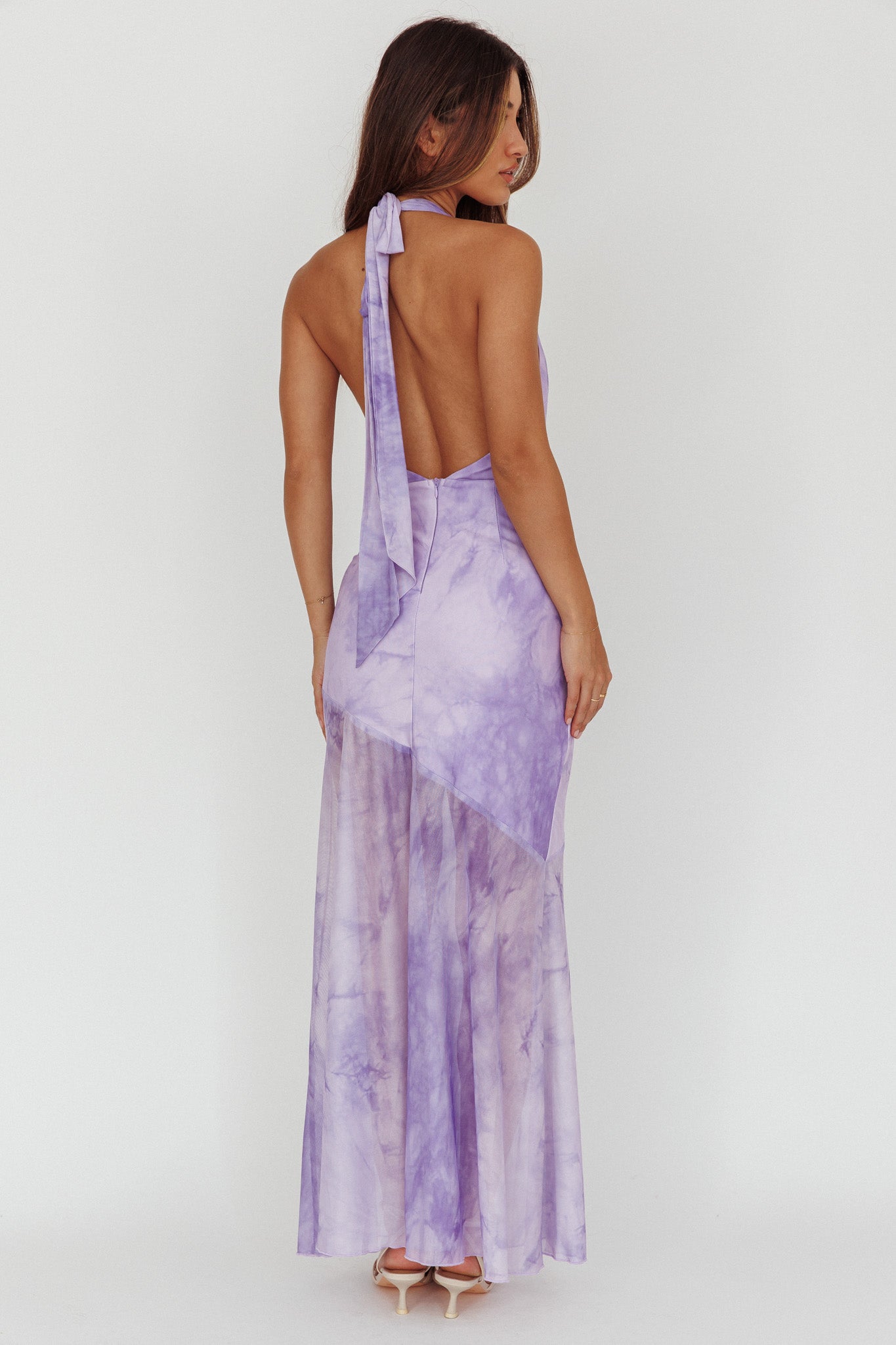 Locket Halterneck Maxi Dress Marbled Lilac by Selfie Leslie Australia