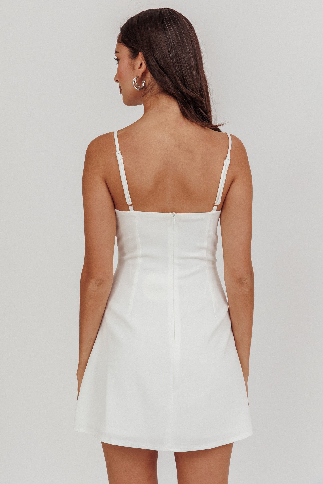 So Good Front Button Mini Dress White by Selfie Leslie Australia