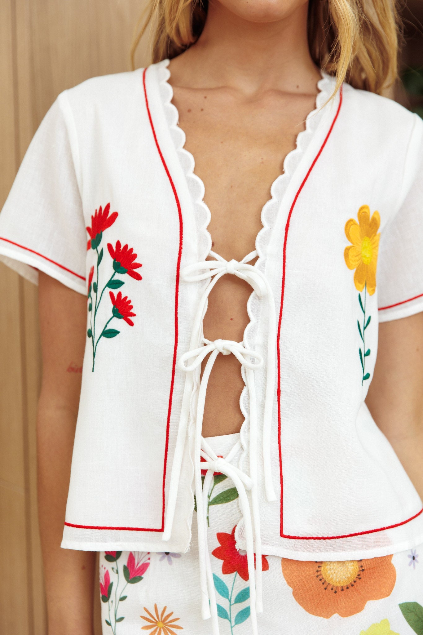 Jubilee Tie Front Top Floral White by Selfie Leslie Australia