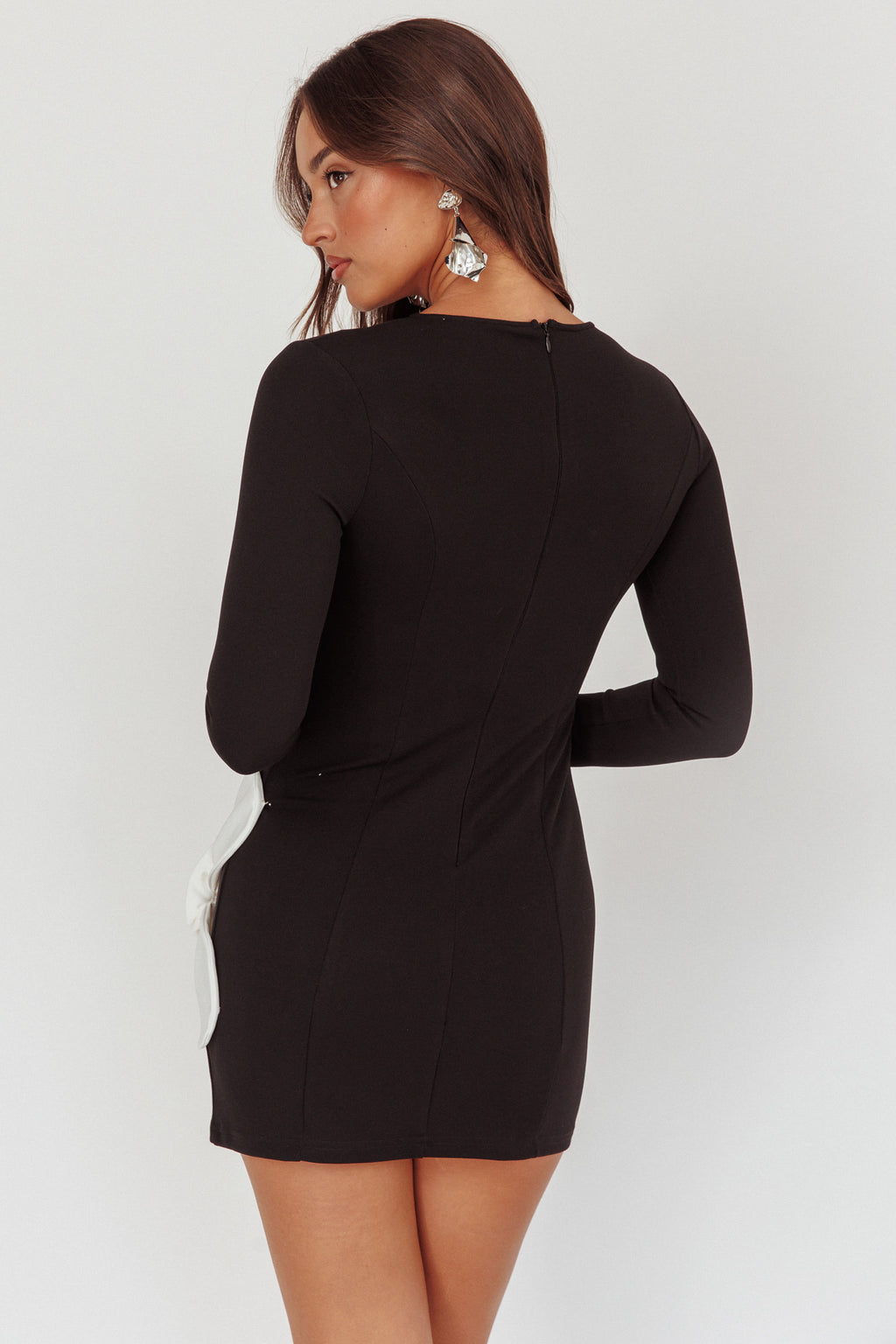 No Competition Oversized Flower Mini Dress Black by Selfie Leslie Australia