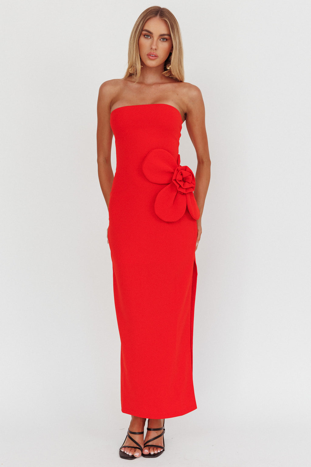 No Competition Oversized Flower Maxi Dress Red by Selfie Leslie Australia