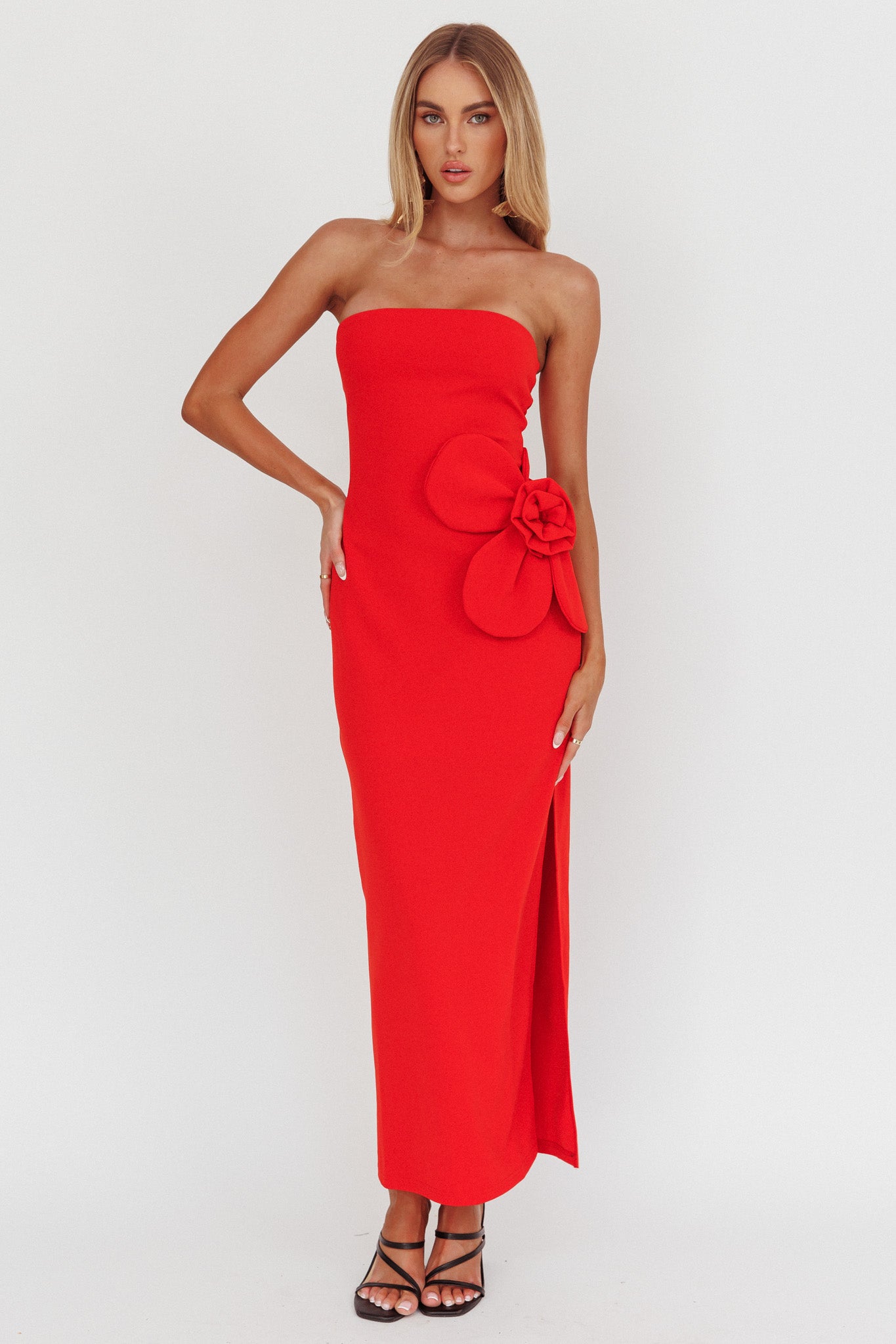 No Competition Oversized Flower Maxi Dress Red by Selfie Leslie Australia