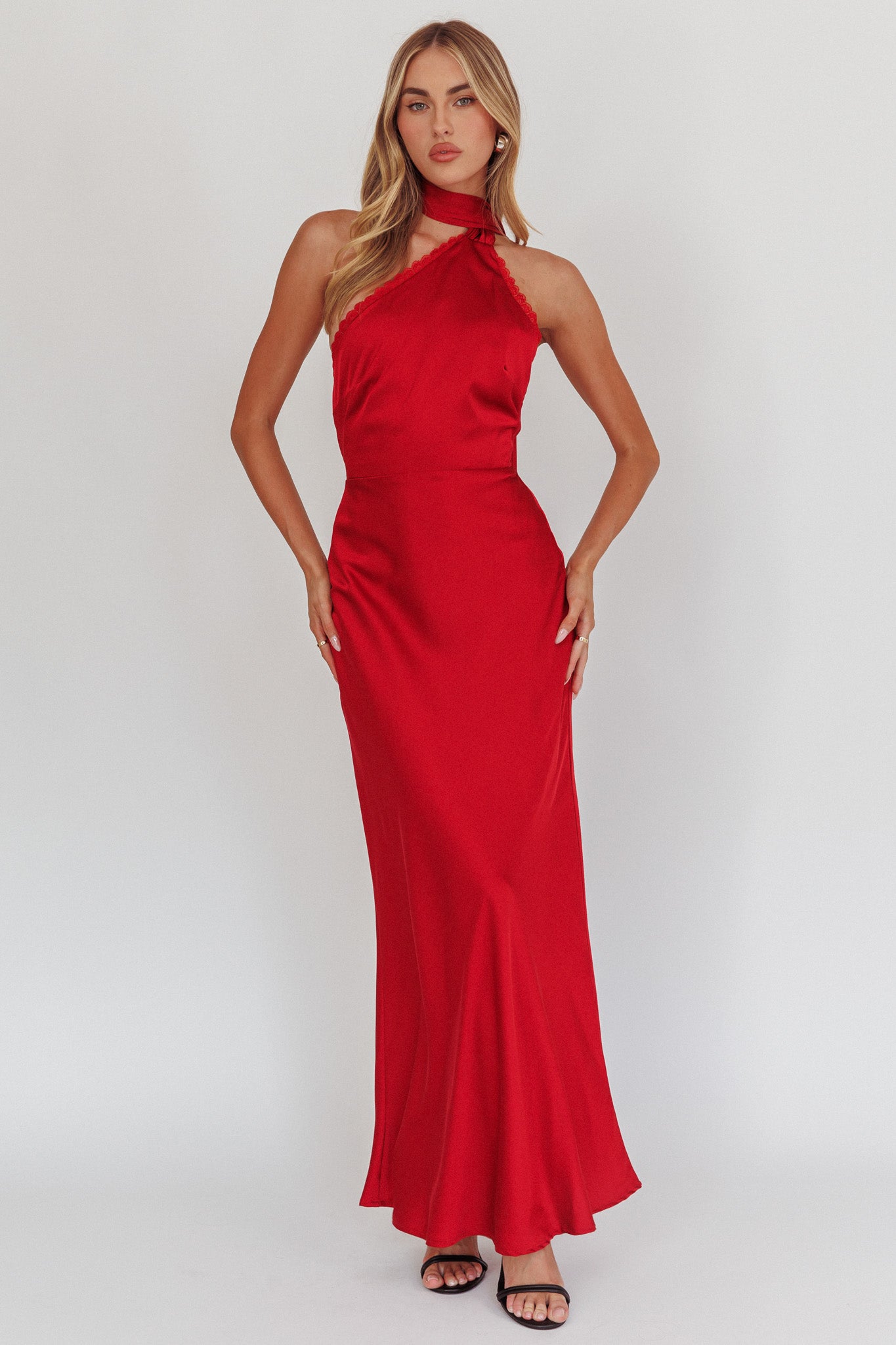 Adora One-Shoulder Maxi Dress Red by Selfie Leslie Australia