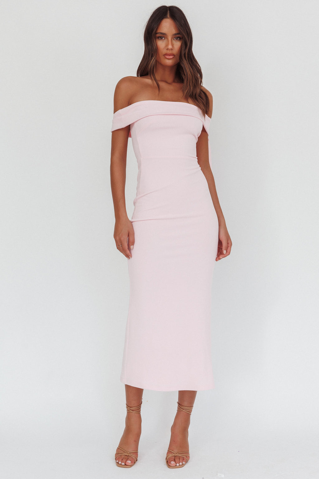 Aurora Sky Off-Shoulder Tie Maxi Dress Pink by Selfie Leslie Australia