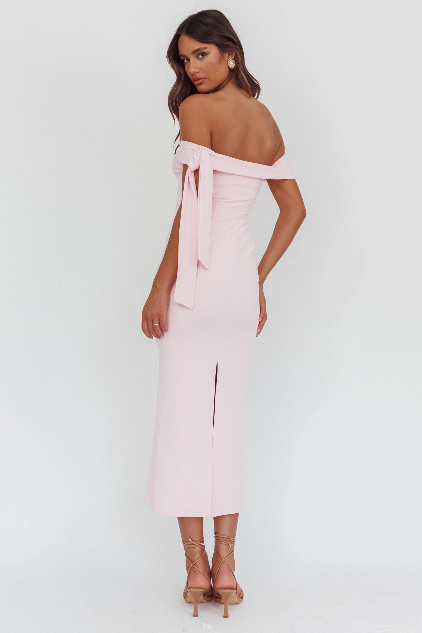 Aurora Sky Off-Shoulder Tie Maxi Dress Pink by Selfie Leslie Australia