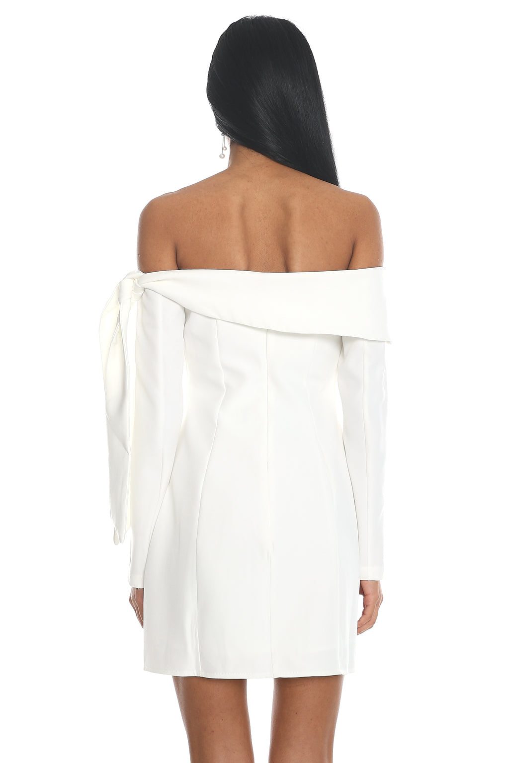 Aurora Sky Off-Shoulder Tie Mini Dress White