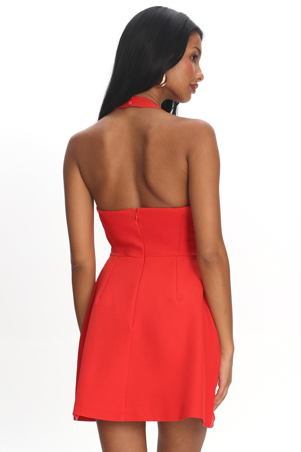 Hendrix Halterneck A-Line Mini Dress Sequin Flower Red by Selfie Leslie Australia