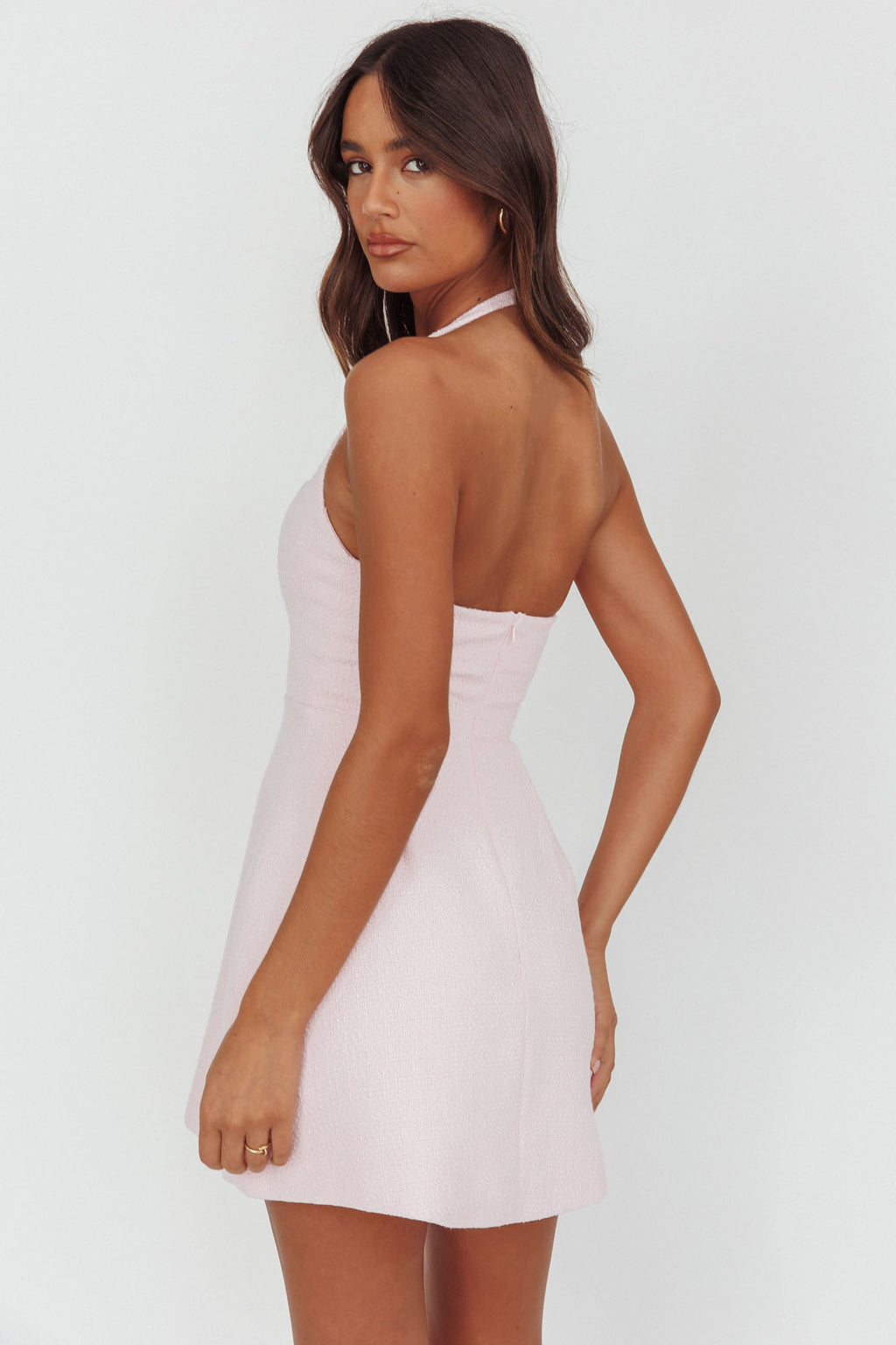 Hendrix Halterneck A-Line Mini Dress Pink by Selfie Leslie Australia