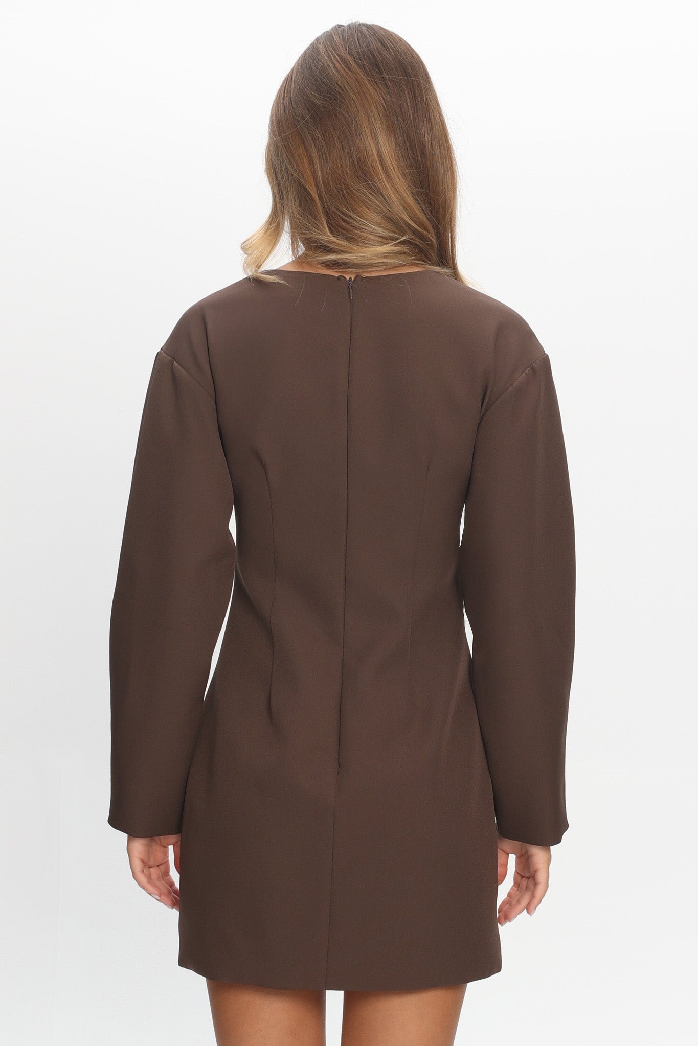 Hendrix Long Sleeve Mini Dress Chocolate by Selfie Leslie Australia