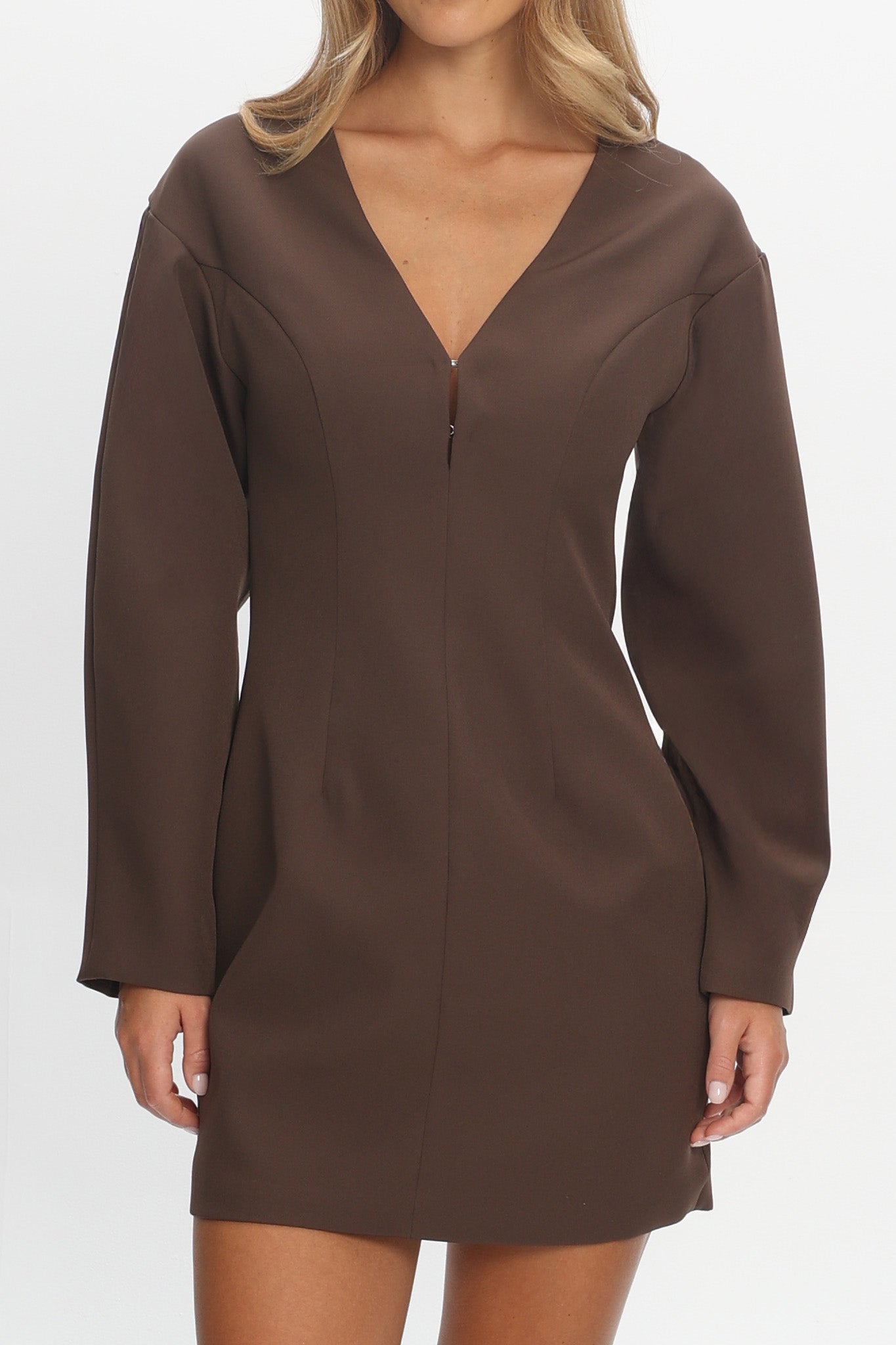 Hendrix Long Sleeve Mini Dress Chocolate by Selfie Leslie Australia