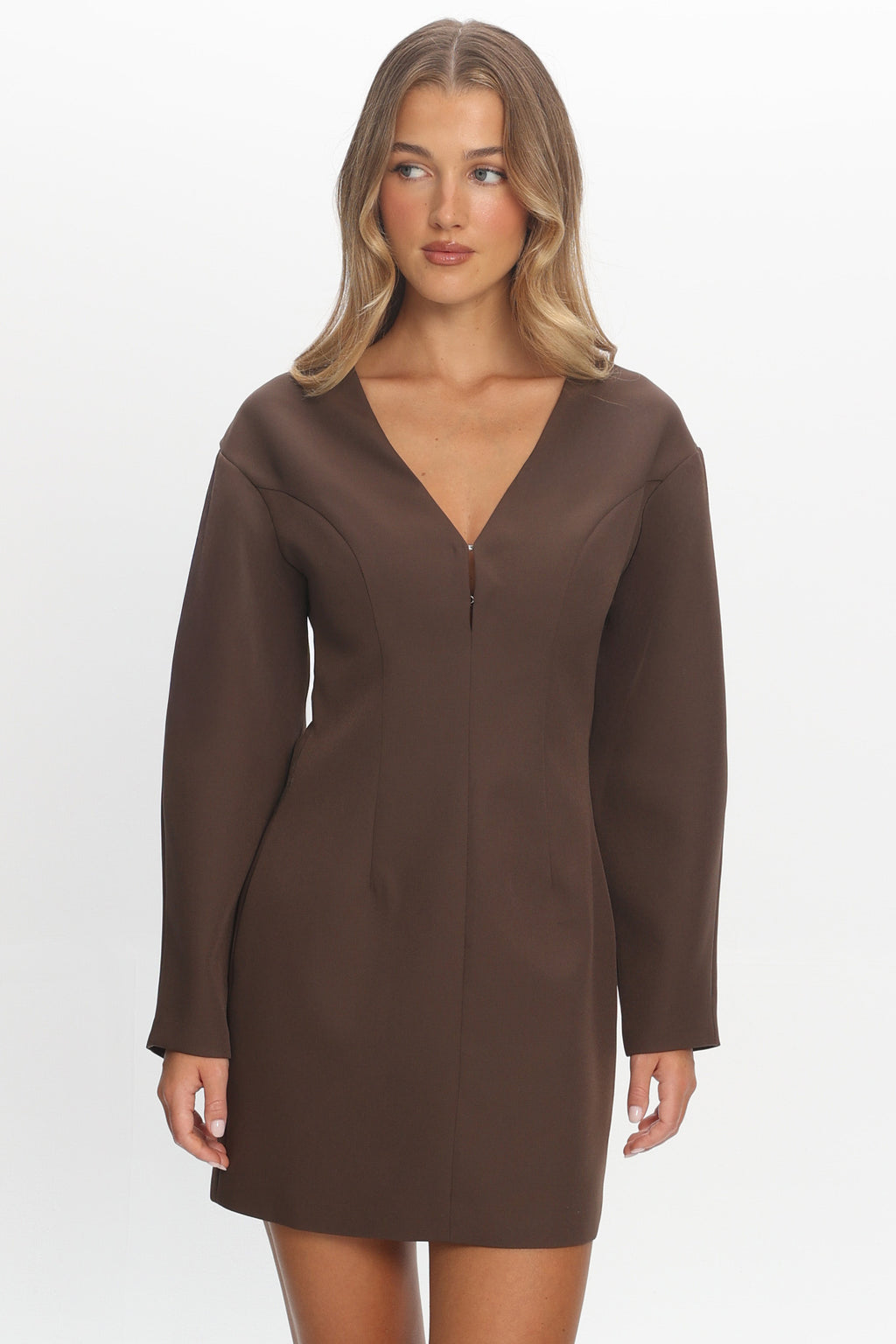 Hendrix Long Sleeve Mini Dress Chocolate by Selfie Leslie Australia