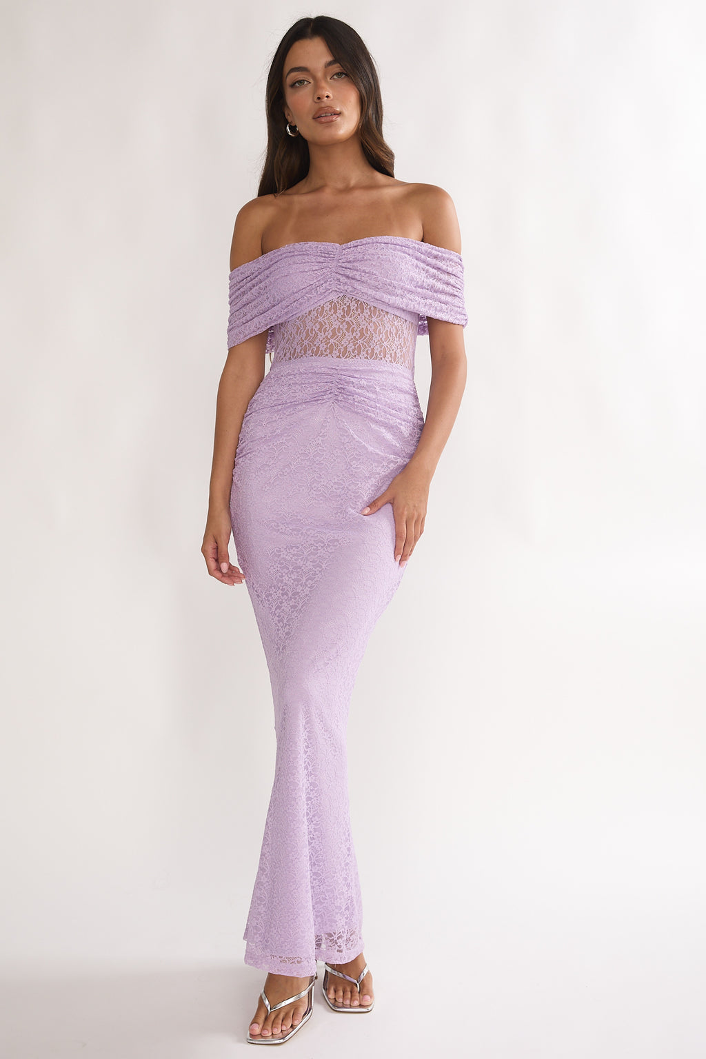 Silver Moon Off-Shoulder Maxi Dress Lilac by Selfie Leslie Australia