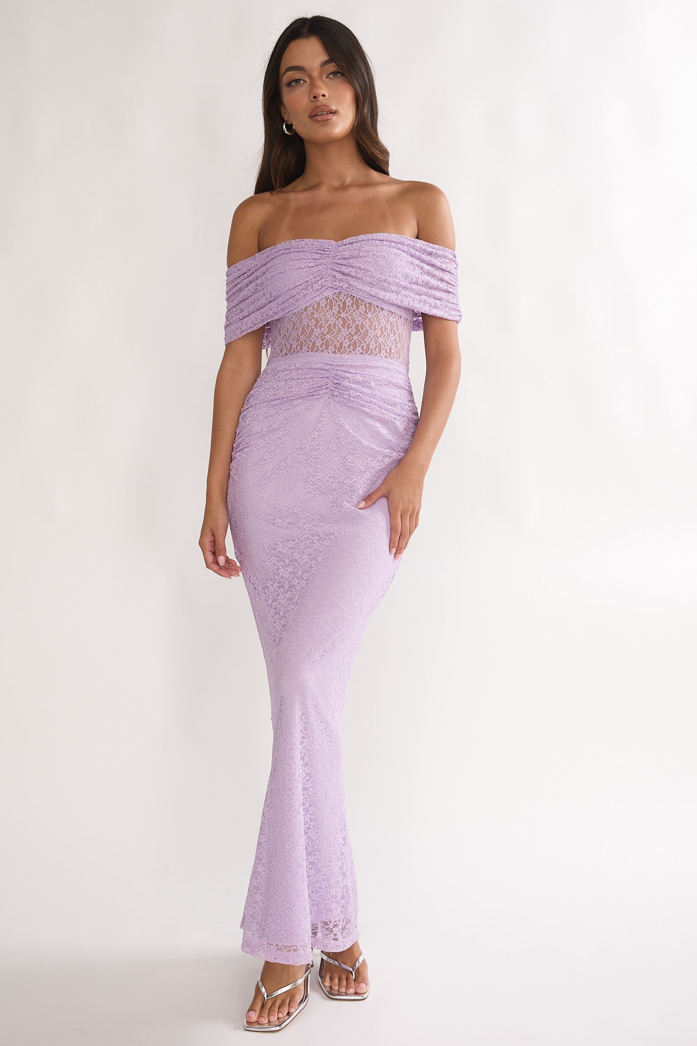 Silver Moon Off-Shoulder Maxi Dress Lilac by Selfie Leslie Australia