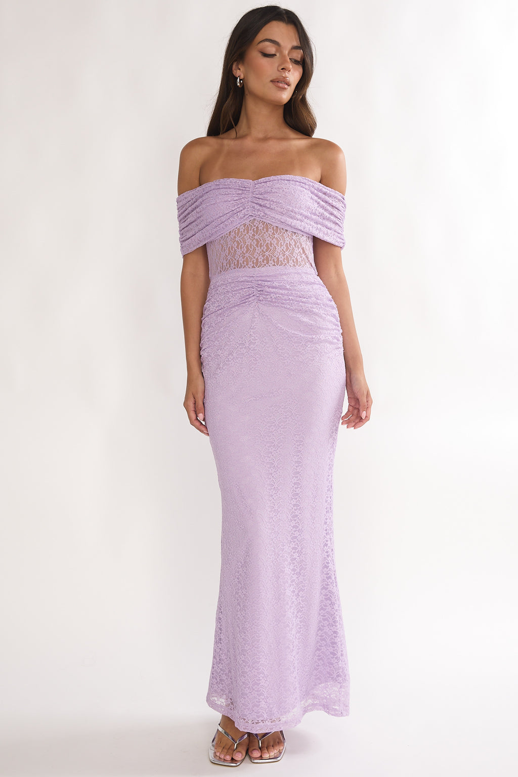 Silver Moon Off-Shoulder Maxi Dress Lilac by Selfie Leslie Australia