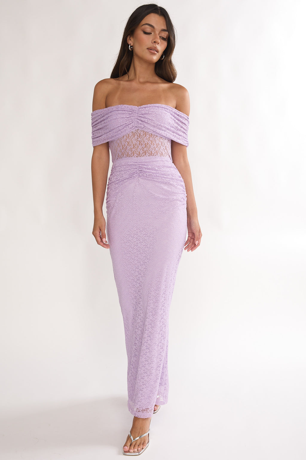 Silver Moon Off-Shoulder Maxi Dress Lilac by Selfie Leslie Australia