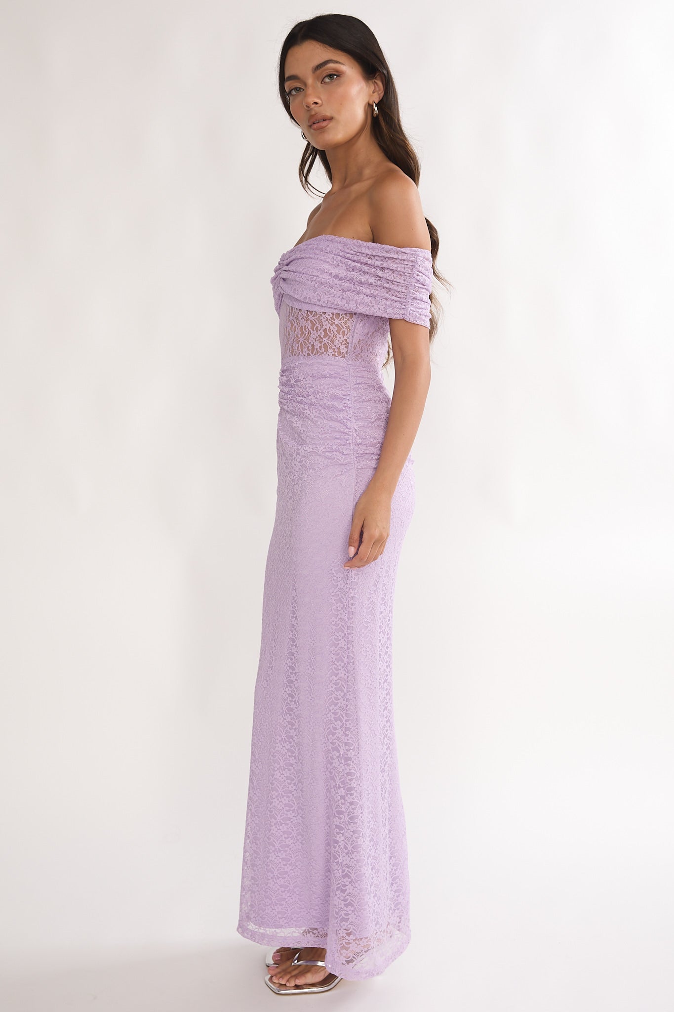 Silver Moon Off-Shoulder Maxi Dress Lilac by Selfie Leslie Australia