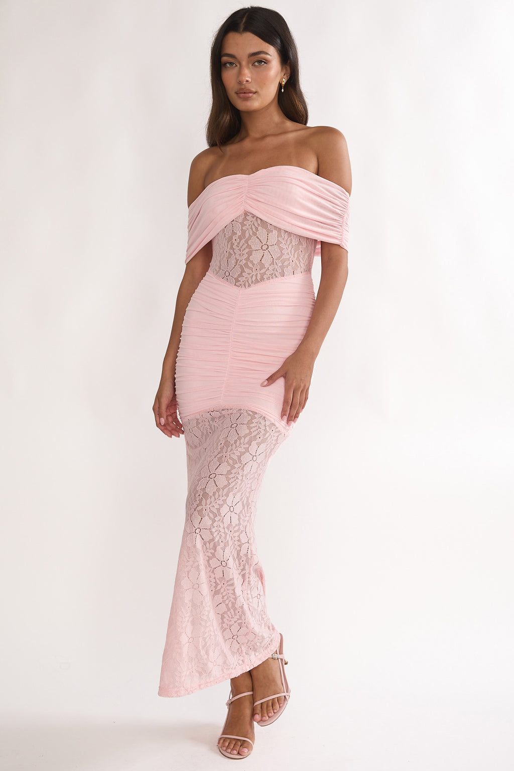 Silver Moon Off-Shoulder Maxi Dress Floral Pink by Selfie Leslie Australia