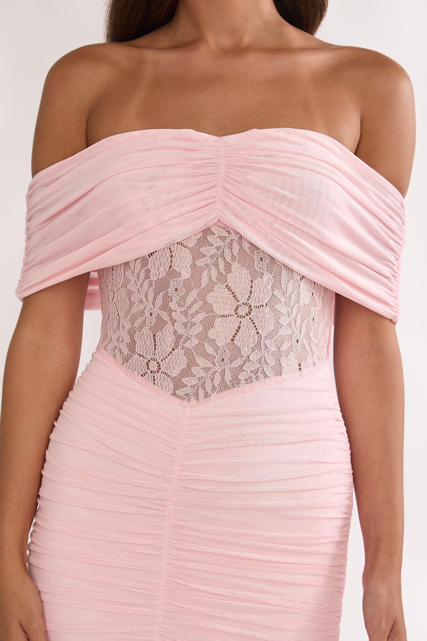 Silver Moon Off-Shoulder Maxi Dress Floral Pink by Selfie Leslie Australia