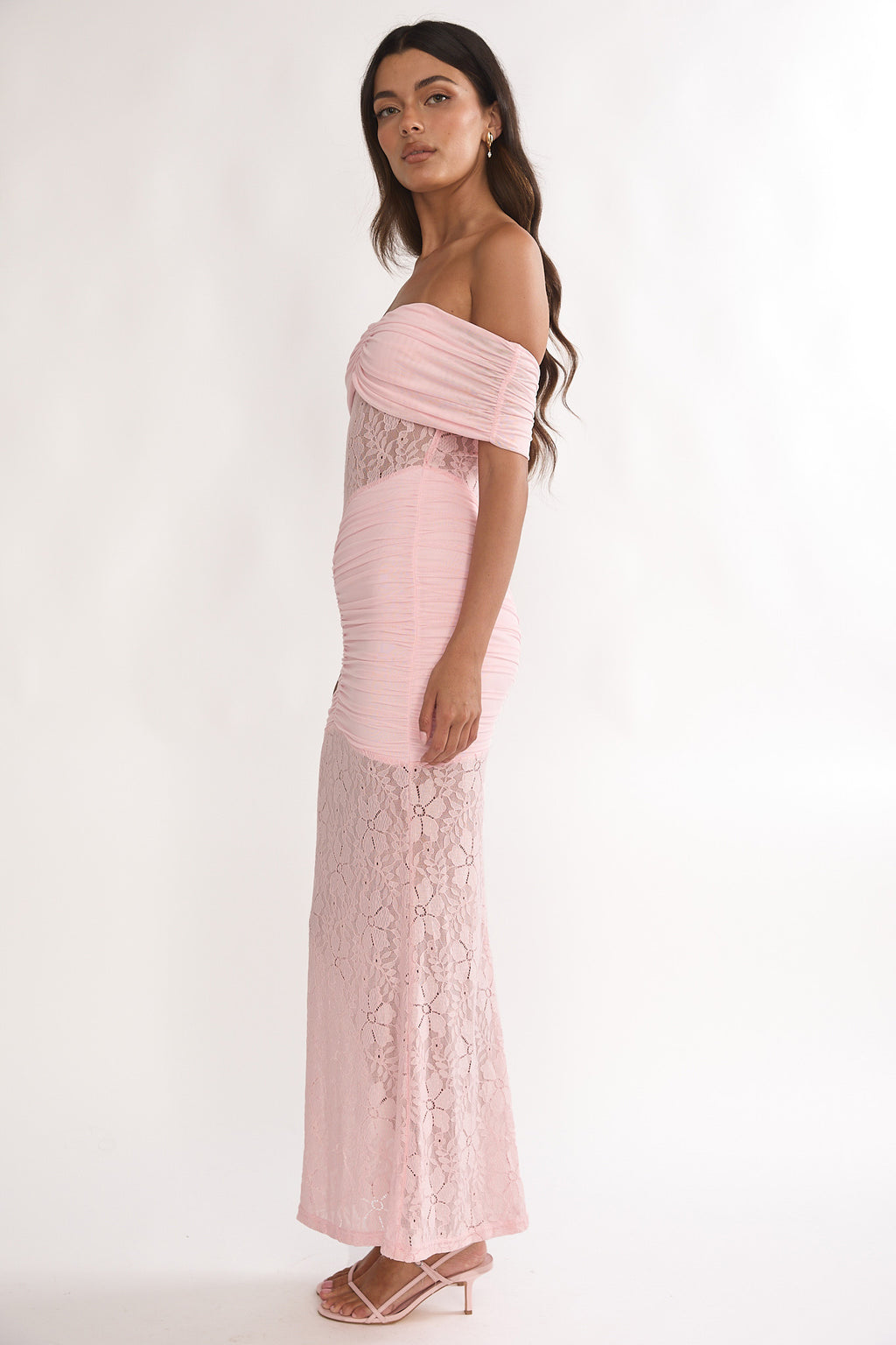 Silver Moon Off-Shoulder Maxi Dress Floral Pink by Selfie Leslie Australia