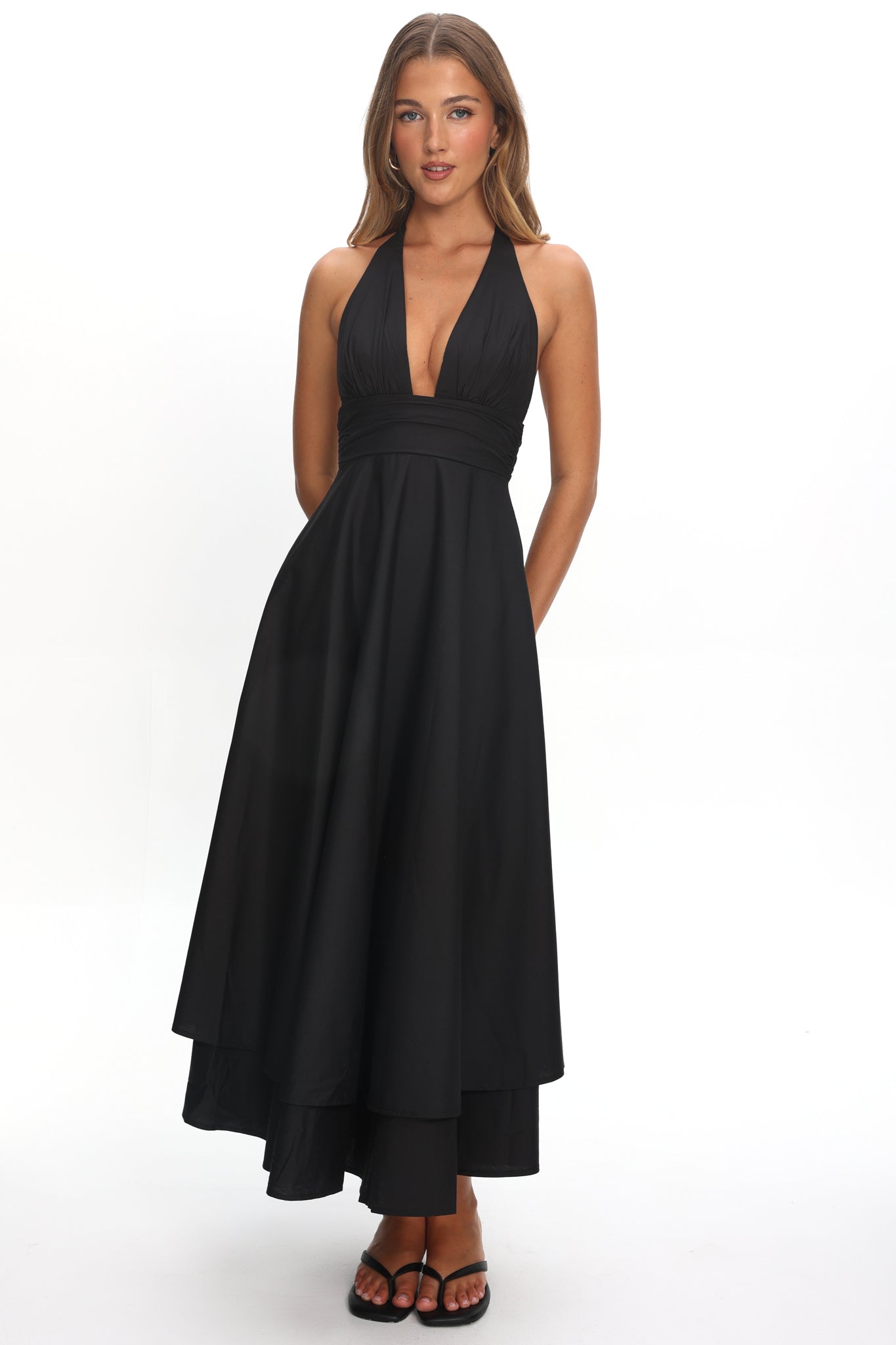 As It Was Halterneck A-Line Maxi Dress Black by Selfie Leslie Australia