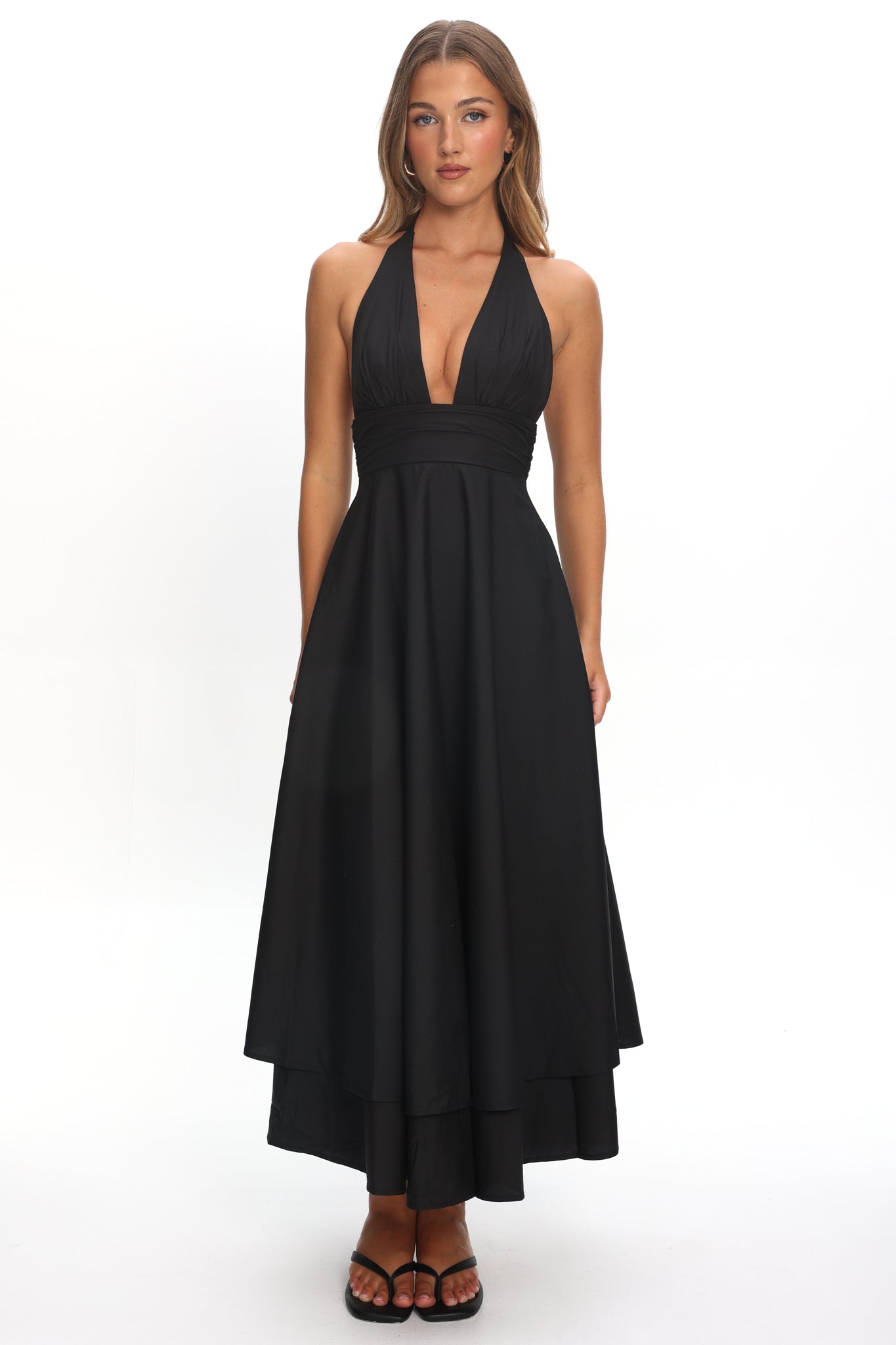 As It Was Halterneck A-Line Maxi Dress Black by Selfie Leslie Australia