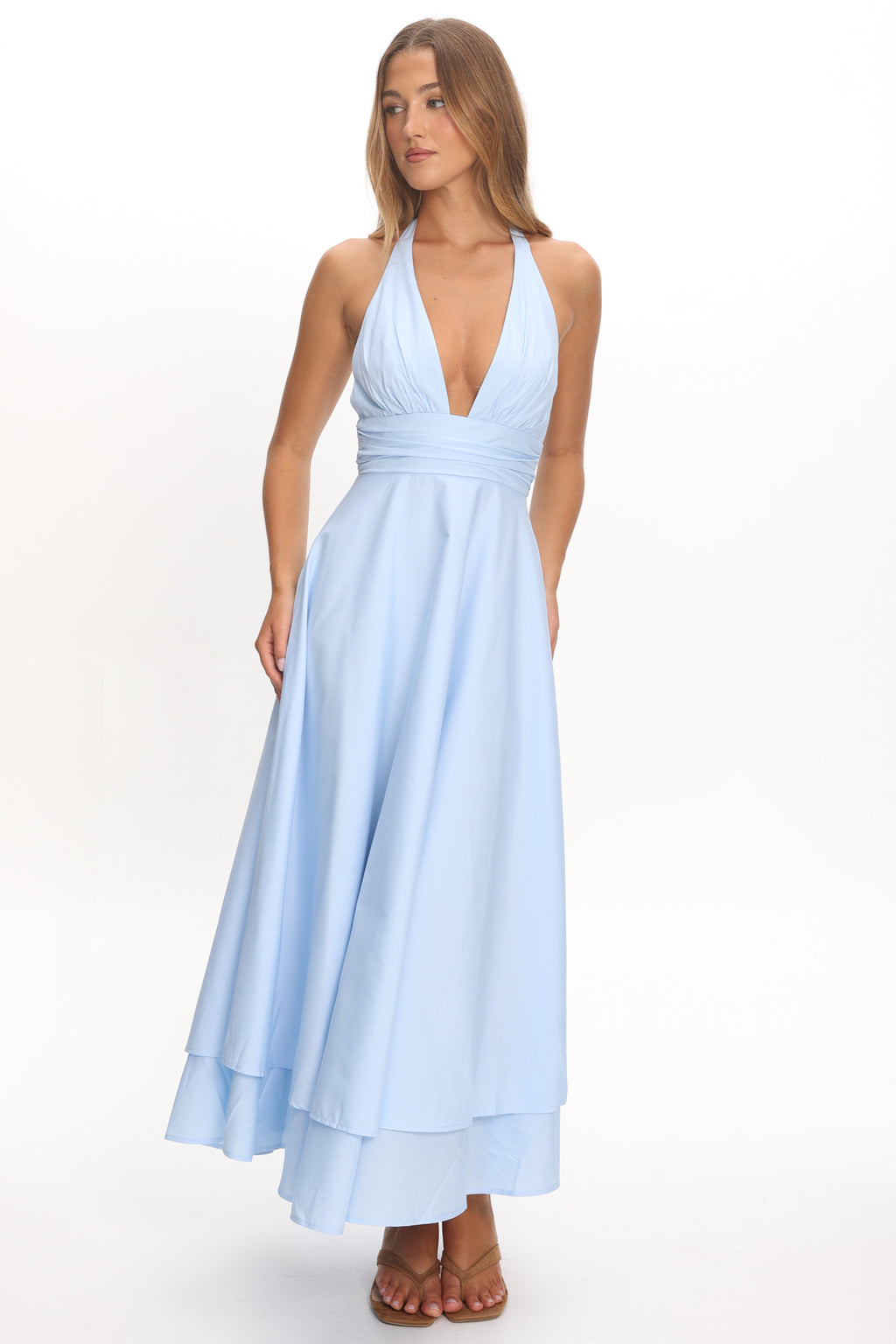As It Was Halterneck A-Line Maxi Dress Light Blue by Selfie Leslie Australia