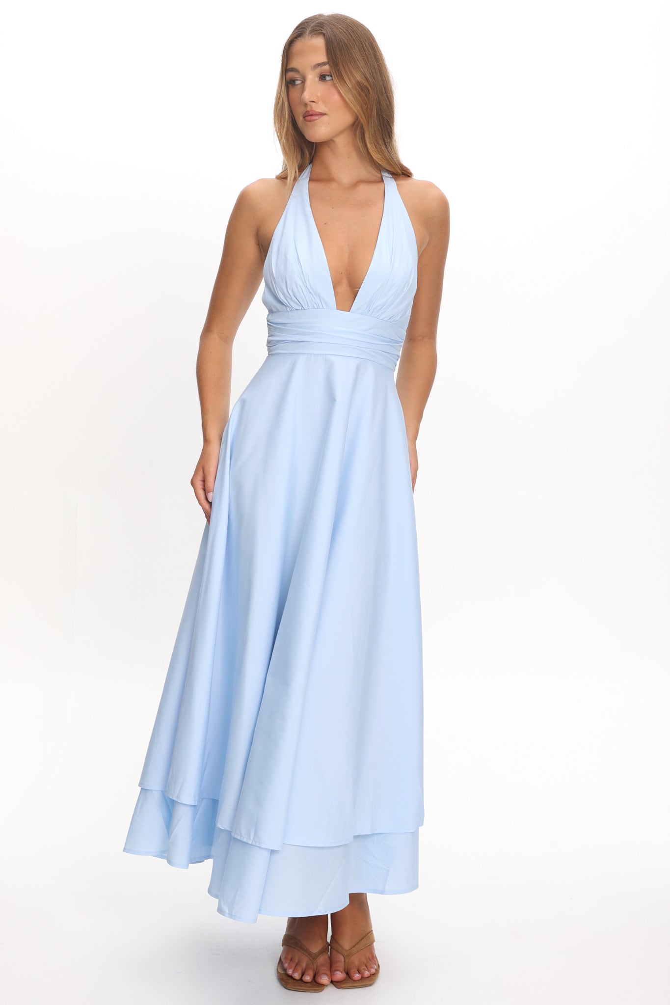 As It Was Halterneck A-Line Maxi Dress Light Blue by Selfie Leslie Australia
