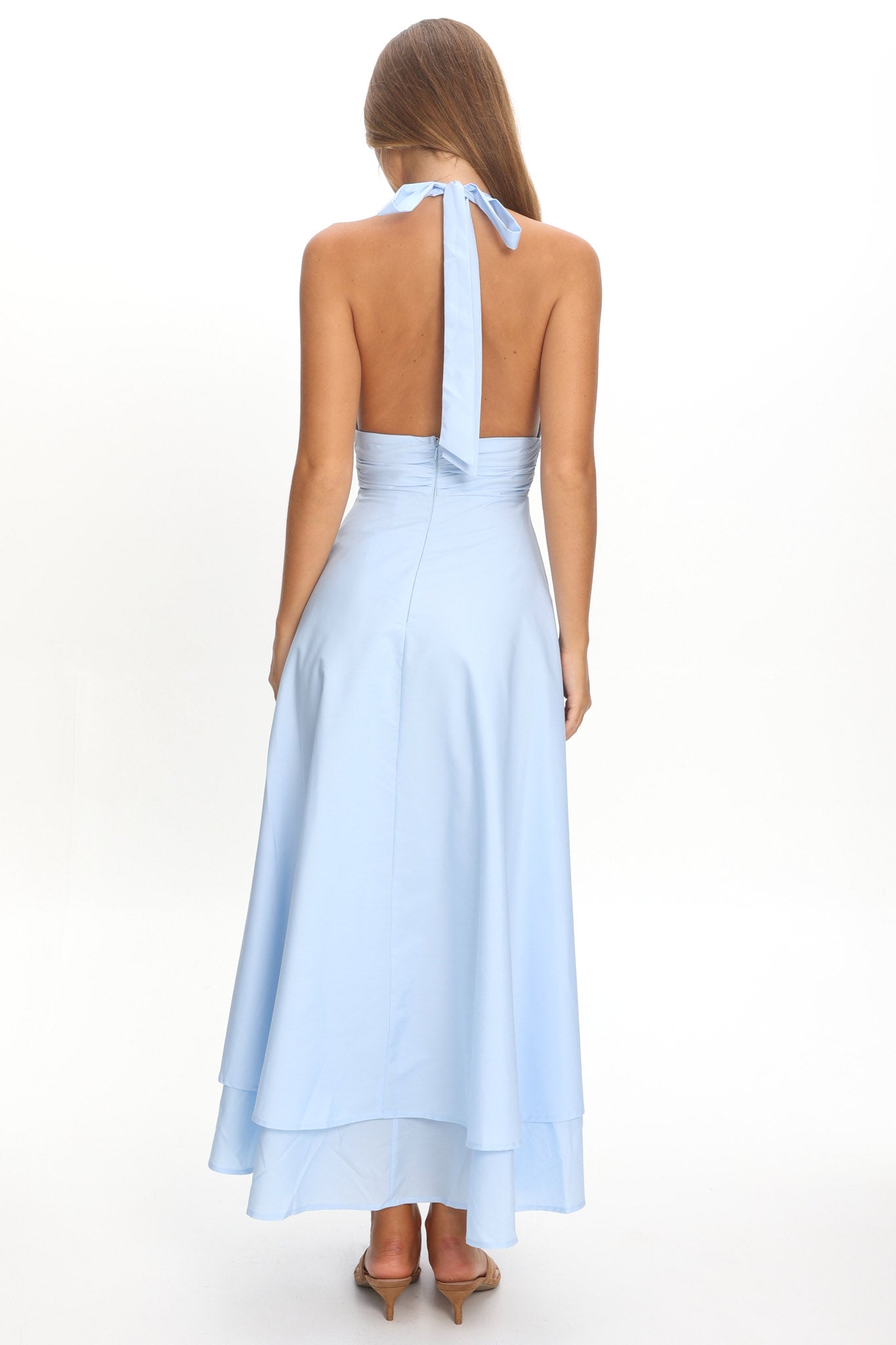 As It Was Halterneck A-Line Maxi Dress Light Blue by Selfie Leslie Australia