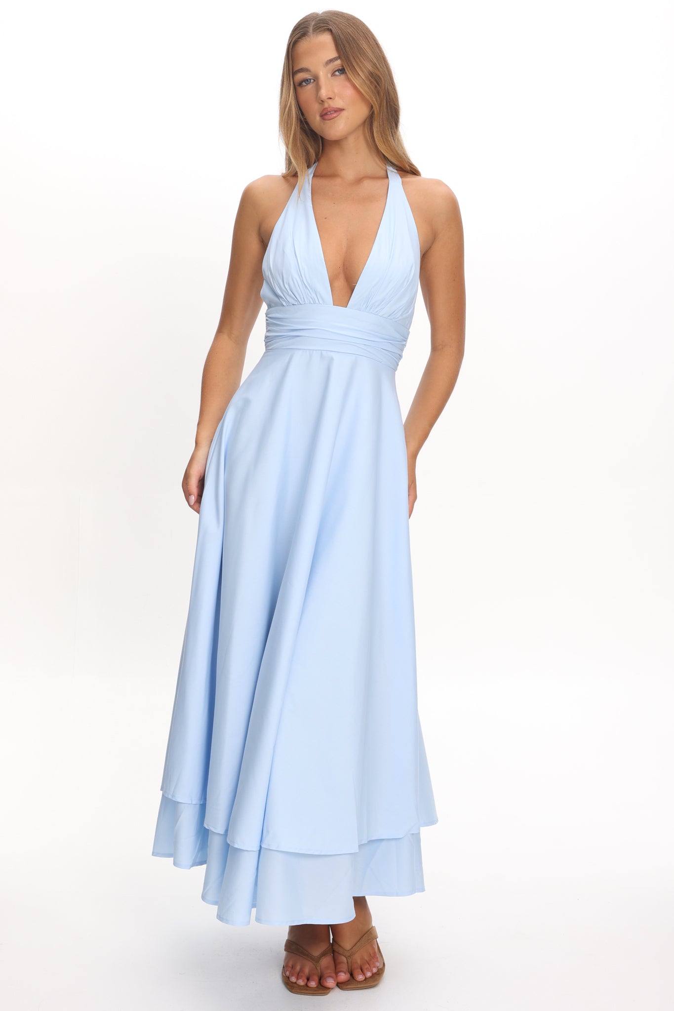 As It Was Halterneck A-Line Maxi Dress Light Blue by Selfie Leslie Australia