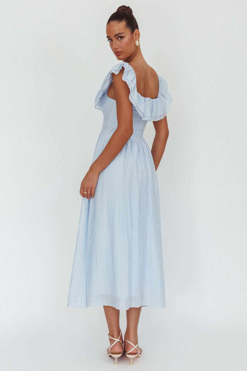 Serinah Basque Waist Off-Shoulder Maxi Dress Blue by Selfie Leslie Australia