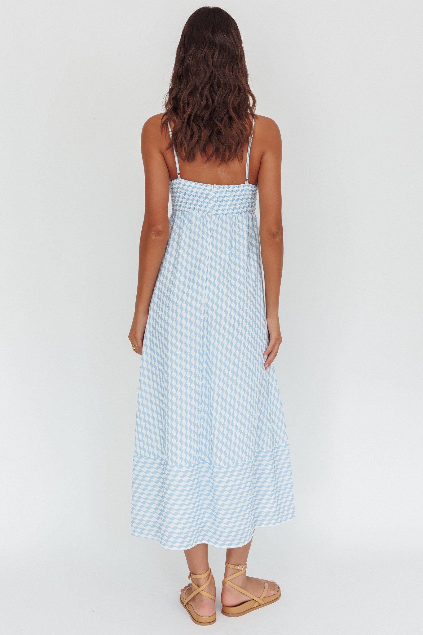 Shirley Square Neckline Maxi Dress Print Light Blue by Selfie Leslie Australia