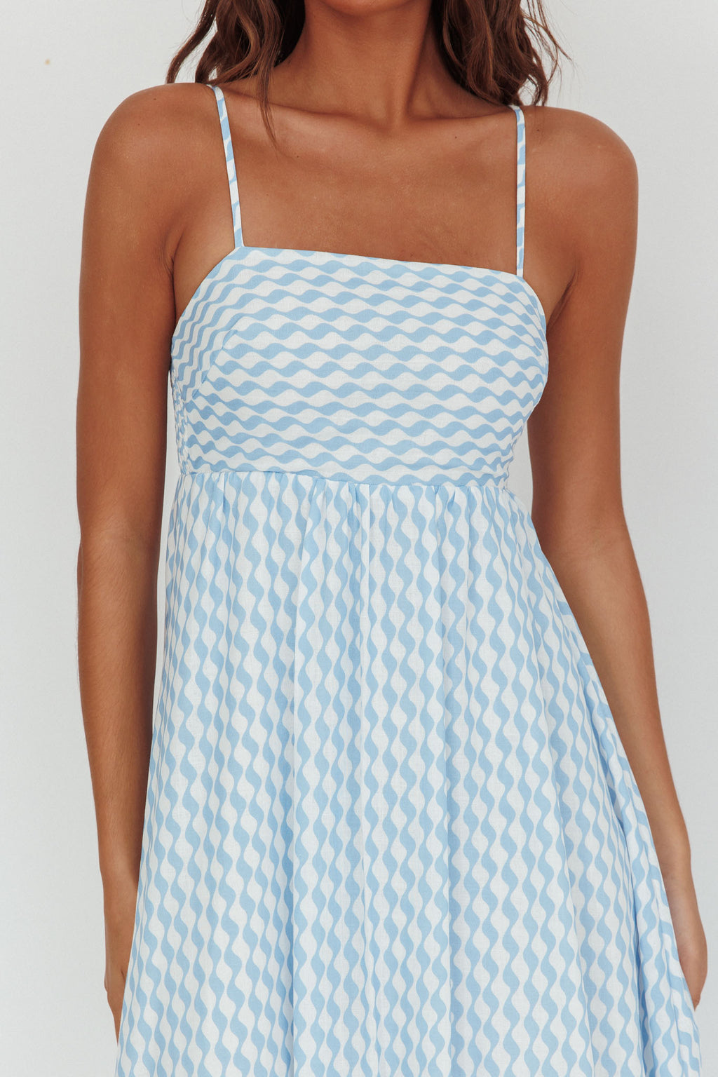 Shirley Square Neckline Maxi Dress Print Light Blue by Selfie Leslie Australia