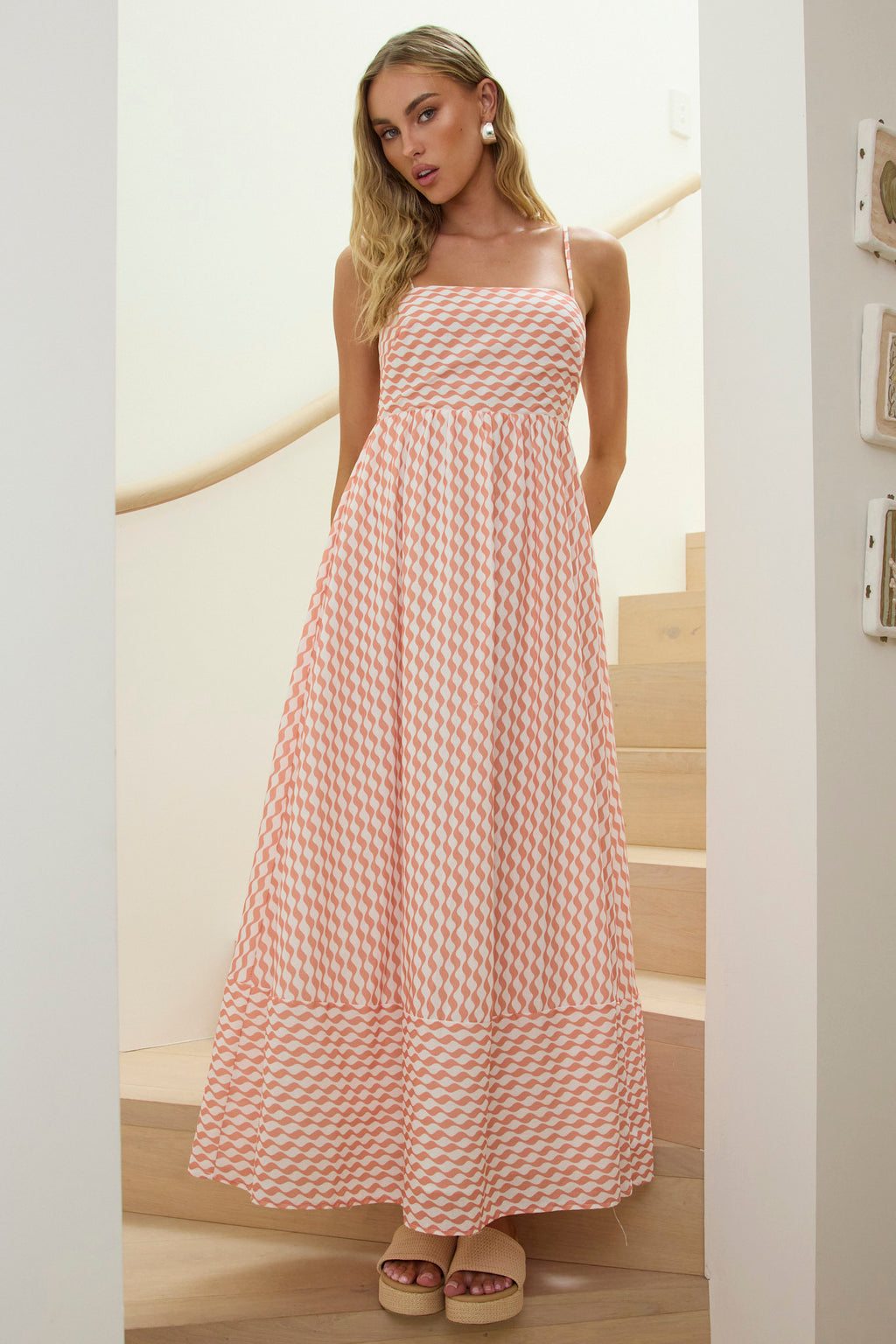 Shirley Square Neckline Maxi Dress Print Orange by Selfie Leslie Australia