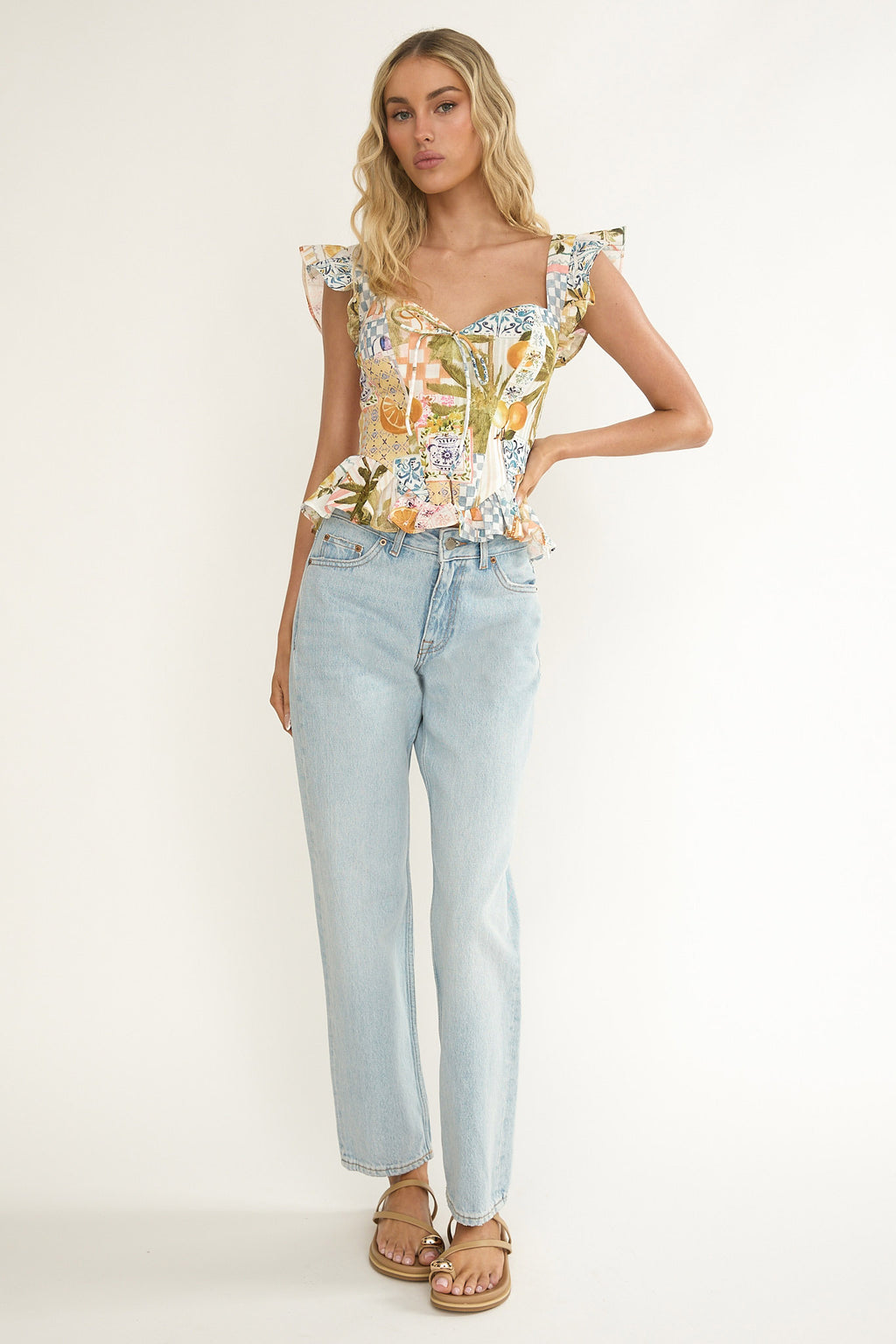 Allora Frill Sleeve Top Las Palmas by Selfie Leslie Australia